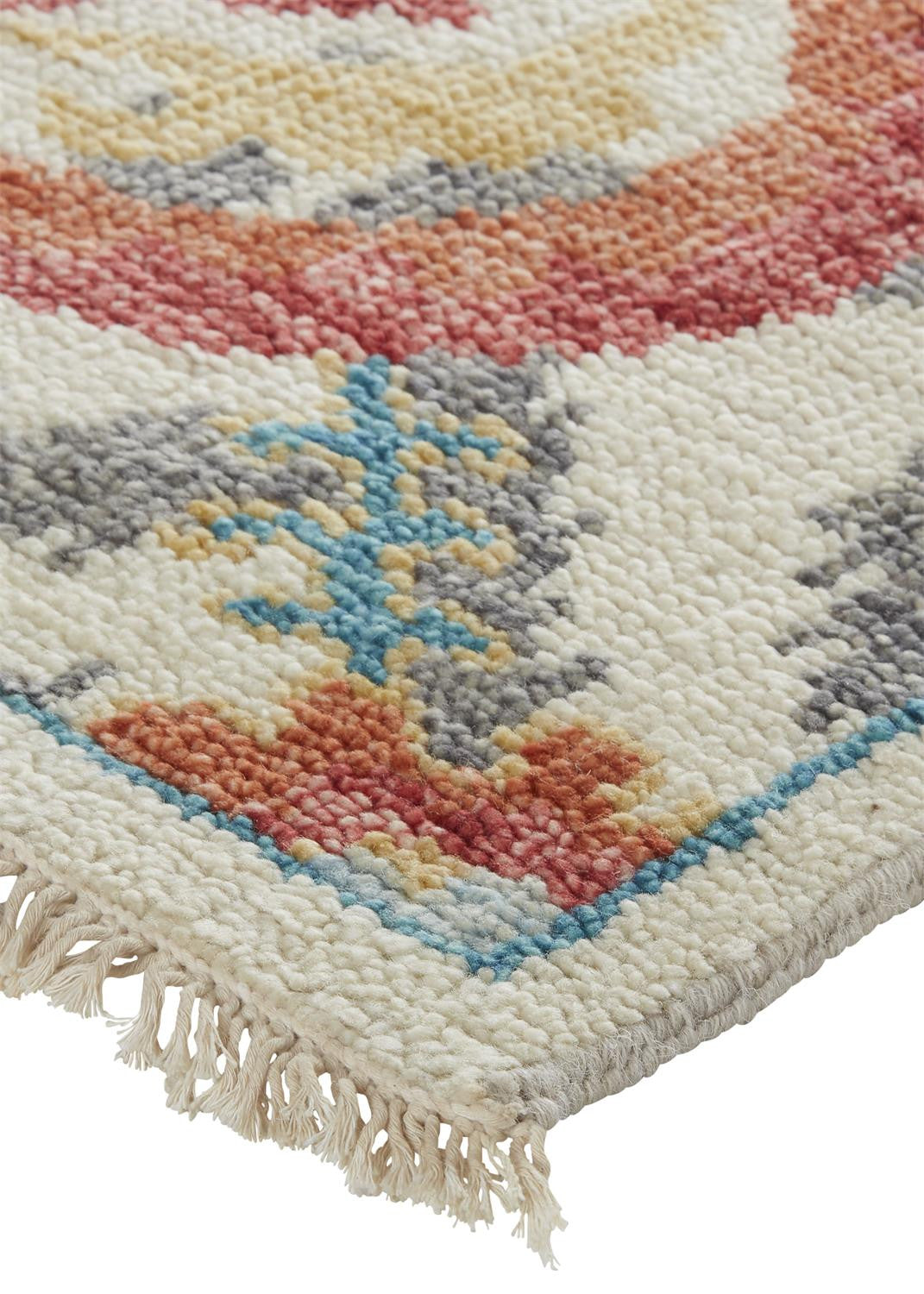 5' X 8' Orange And Gray Wool Floral Hand Knotted Stain Resistant Area Rug-3