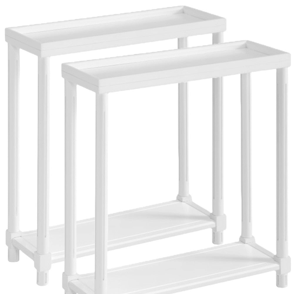 Set Of Two 24" White Wood Rectangular End Tables With Shelf-5