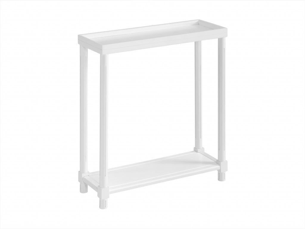 Set Of Two 24" White Wood Rectangular End Tables With Shelf-0