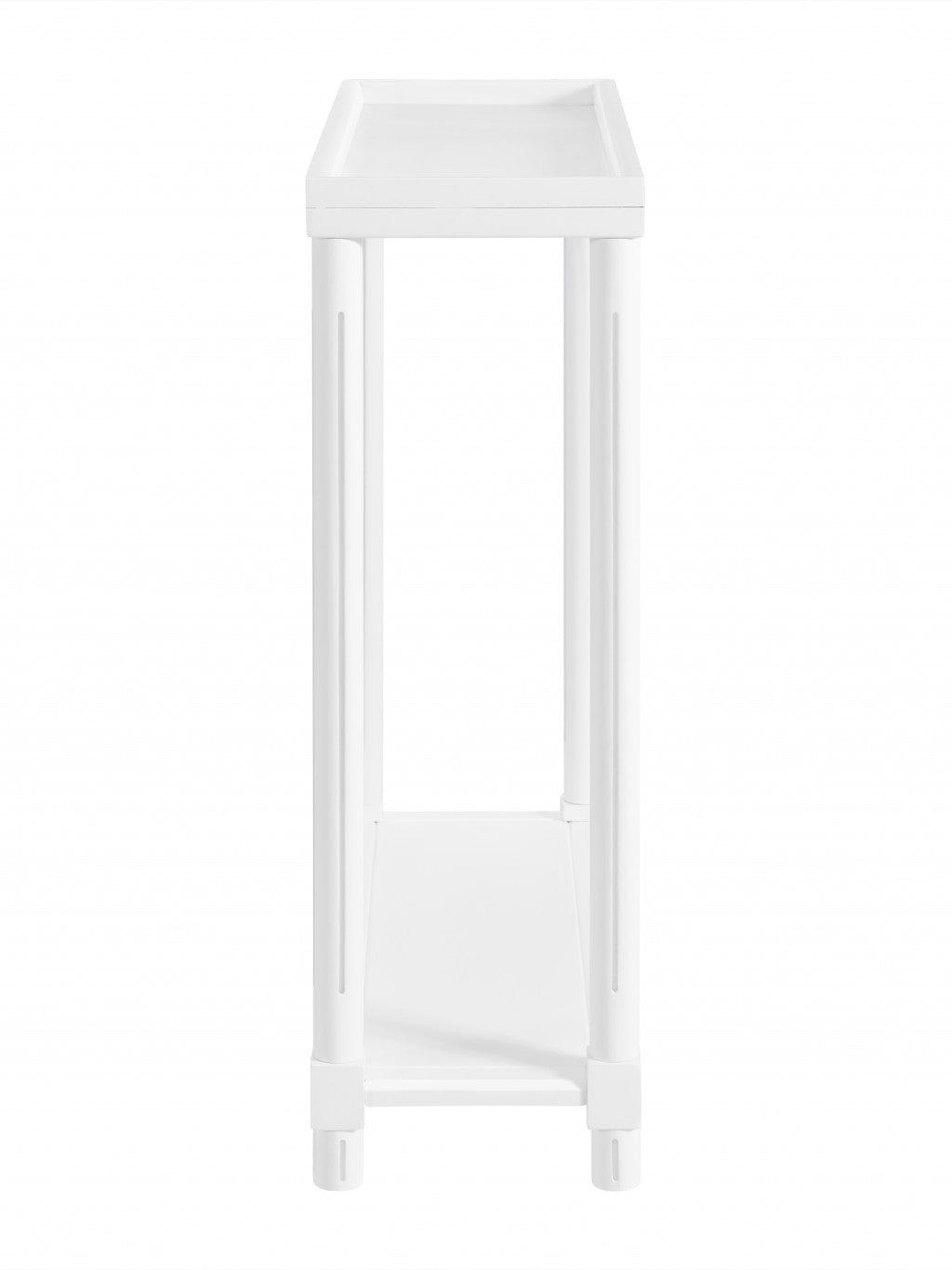 Set Of Two 24" White Wood Rectangular End Tables With Shelf-2