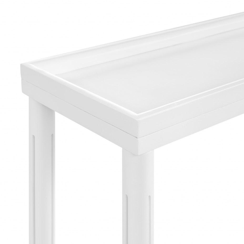 Set Of Two 24" White Wood Rectangular End Tables With Shelf-8