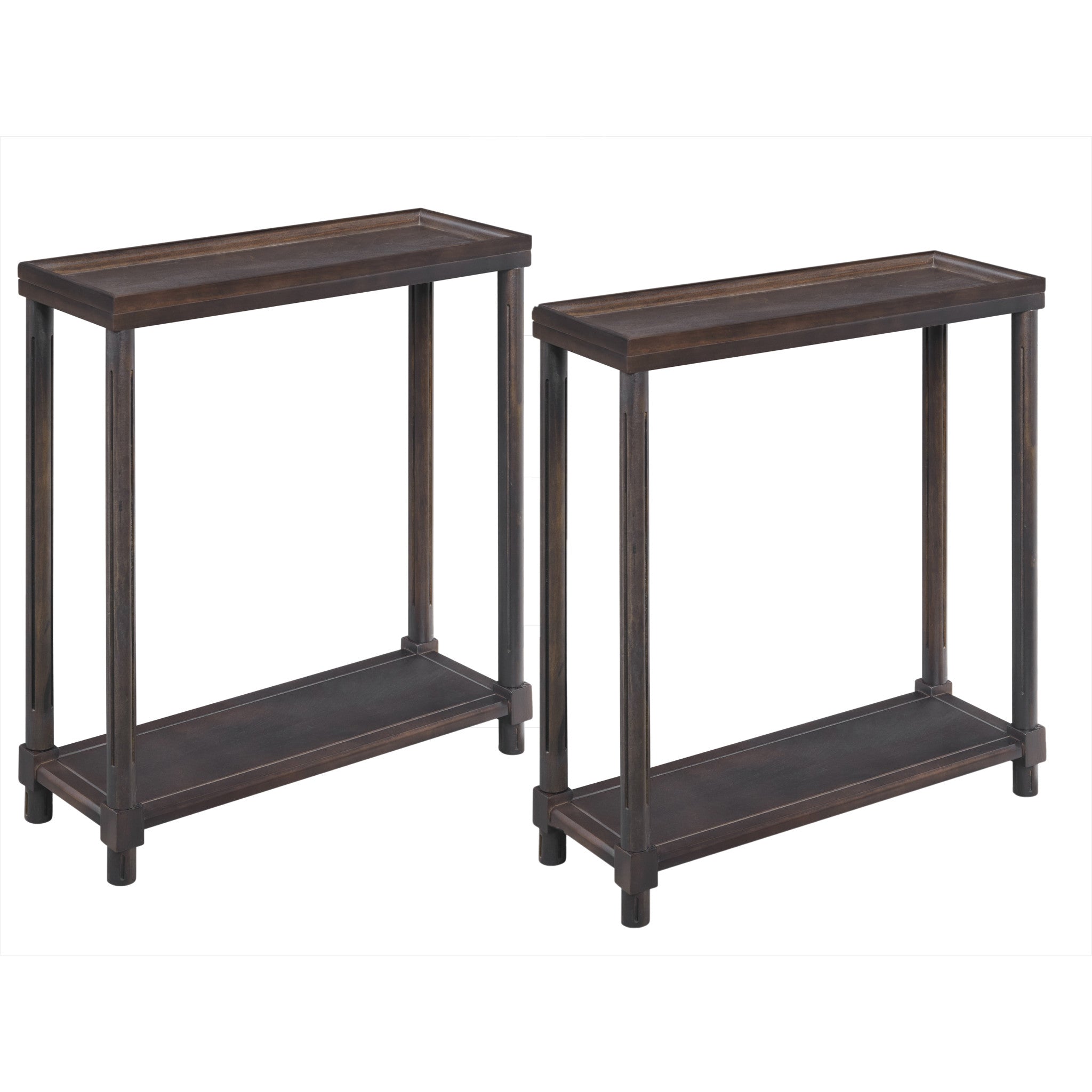 Set of Two 24" Espresso Solid Wood End Tables With Shelf-2