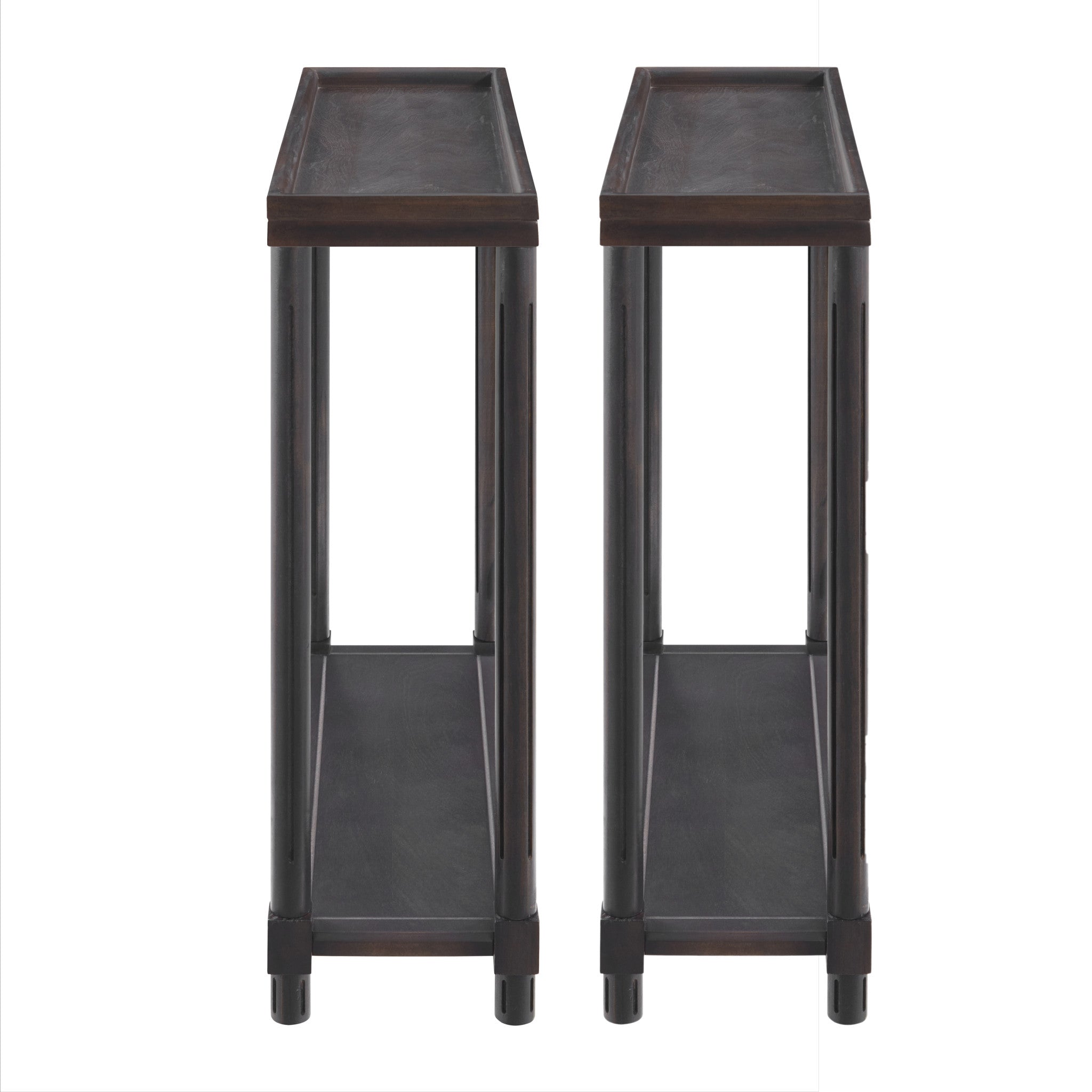 Set of Two 24" Espresso Solid Wood End Tables With Shelf-1