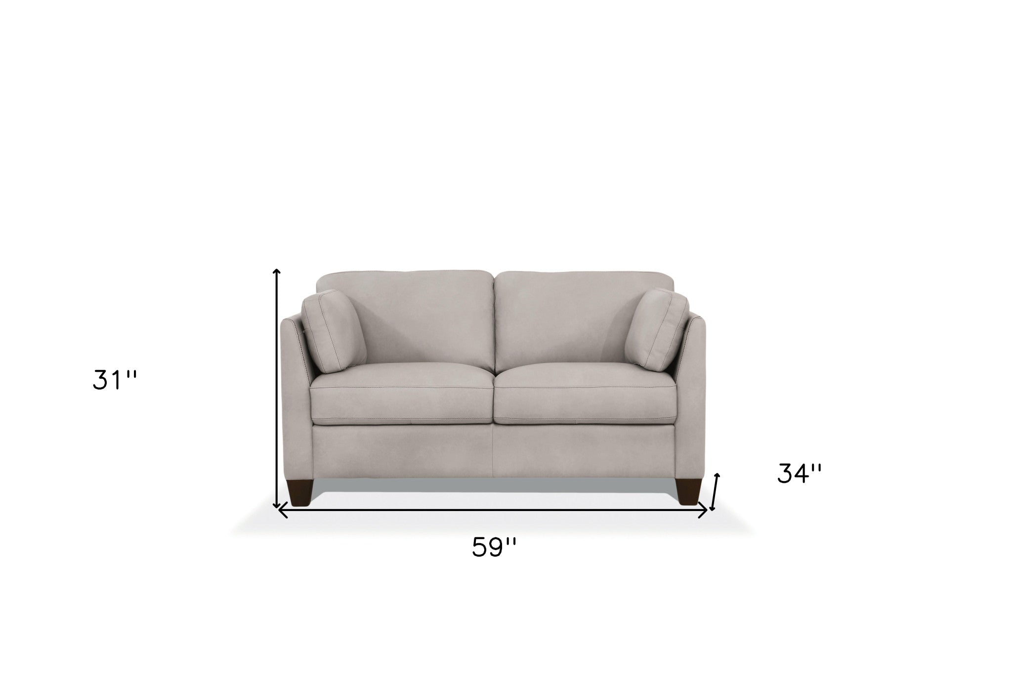 59" Off White And Brown Leather Loveseat-3