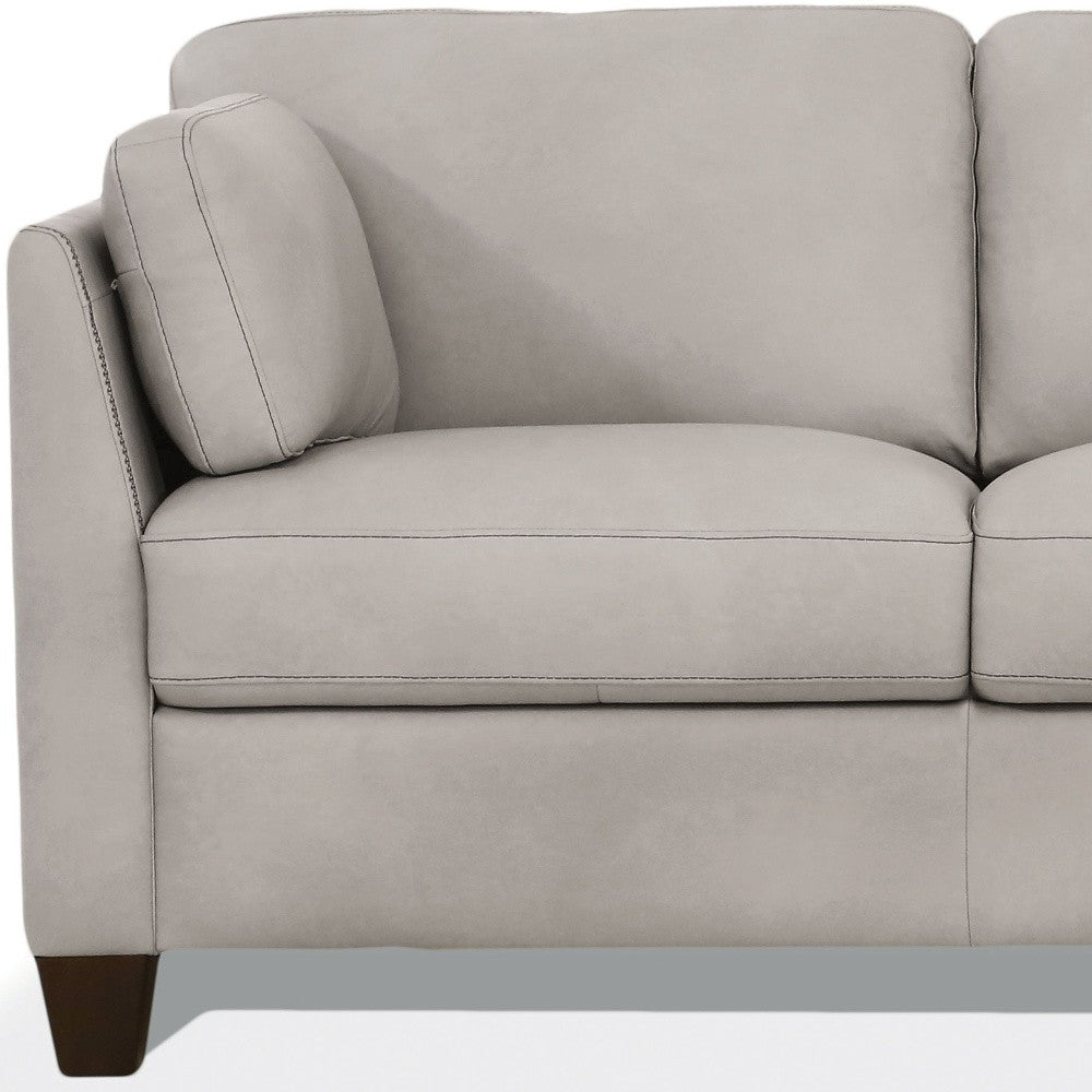 59" Off White And Brown Leather Loveseat-2