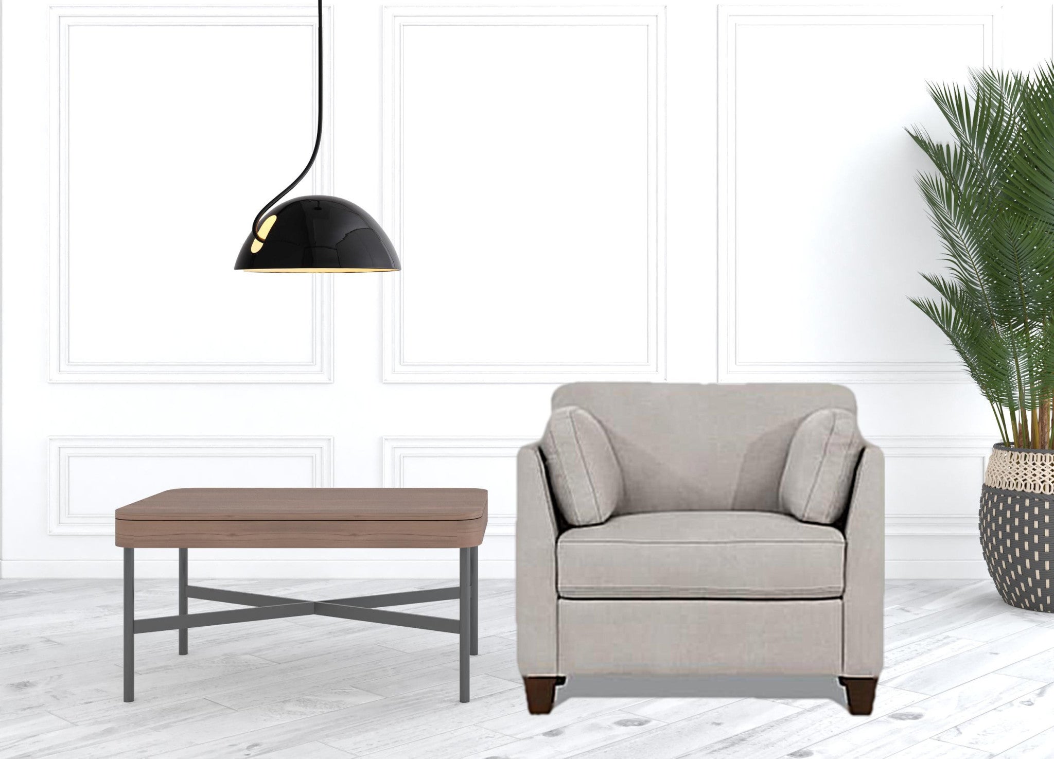 36" White and Black Genuine Leather Arm Chair-2