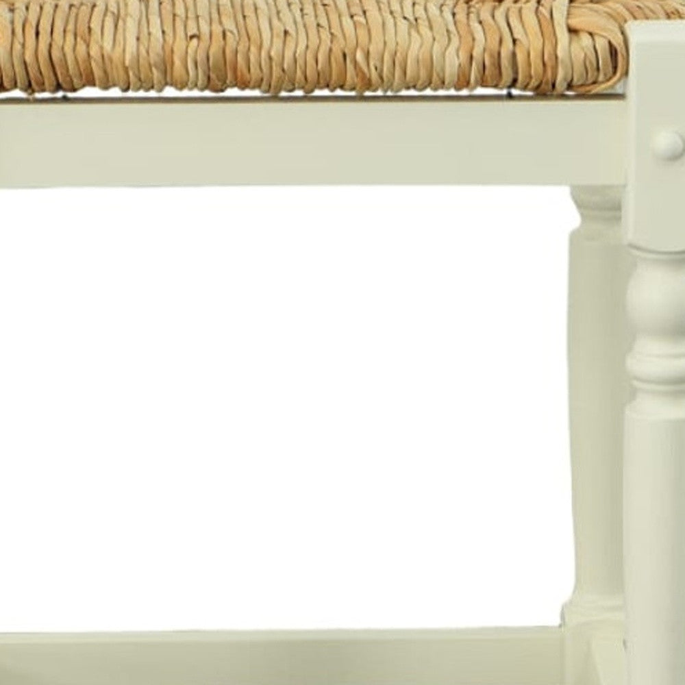 24" Natural And Antiqued White Solid Wood Backless Counter Height Bar Chair-4