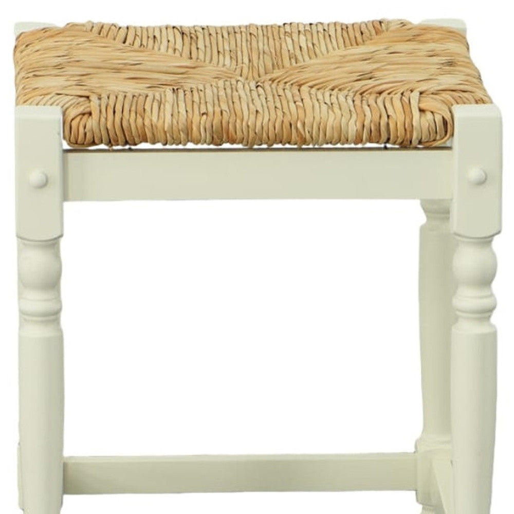 24" Natural And Antiqued White Solid Wood Backless Counter Height Bar Chair-5