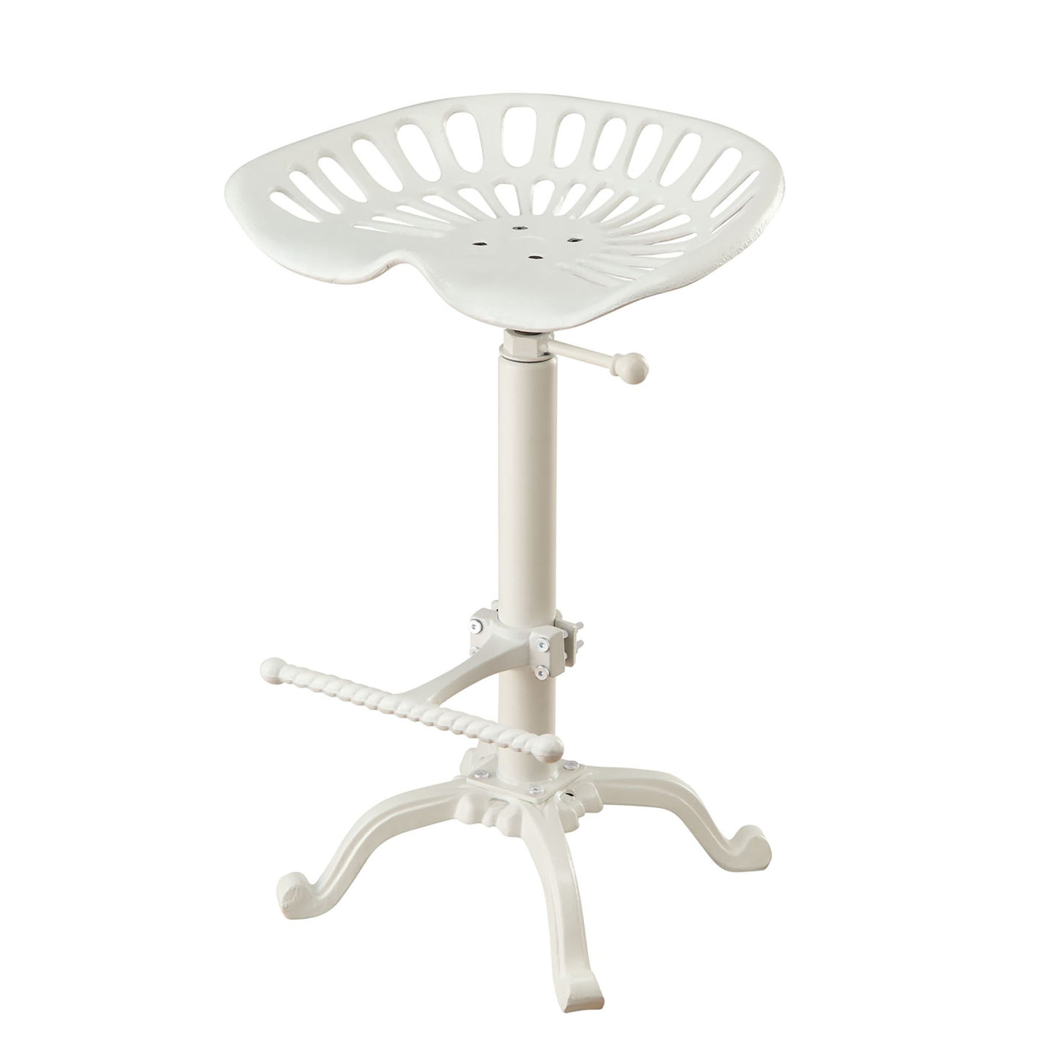 23" White Iron Backless Adjustable Height Bar Chair-0