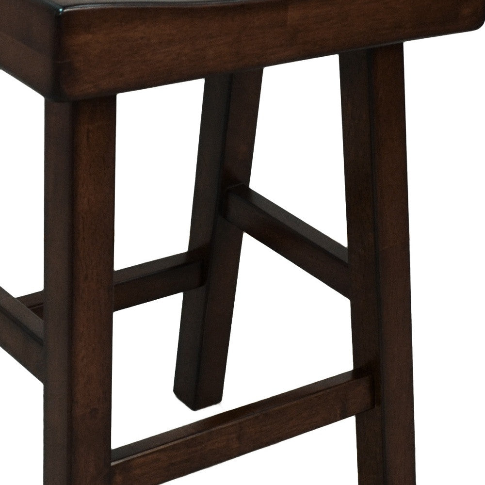 25" Espresso Solid Wood Backless Counter Height Bar Chair-2