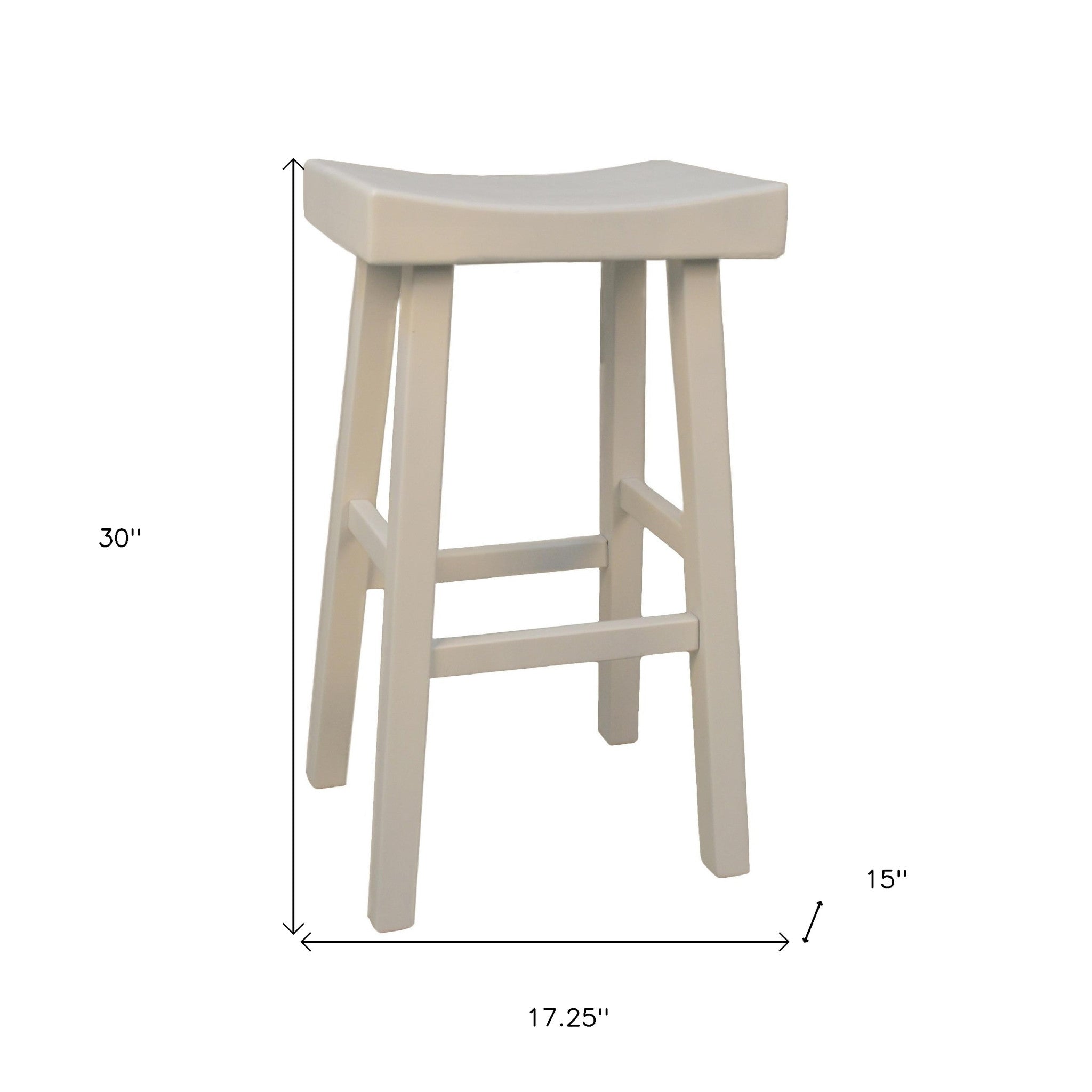 30" White Solid Wood Backless Bar Height Bar Chair-3