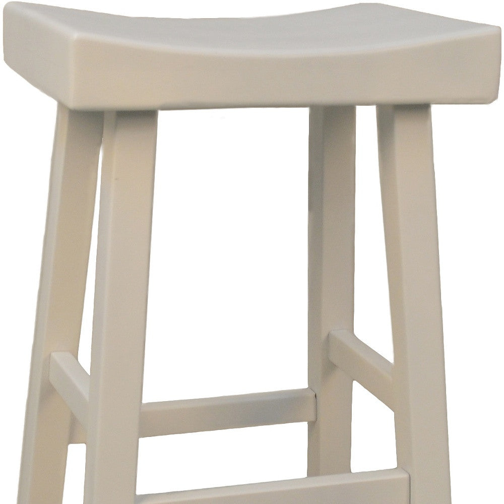 30" White Solid Wood Backless Bar Height Bar Chair-2