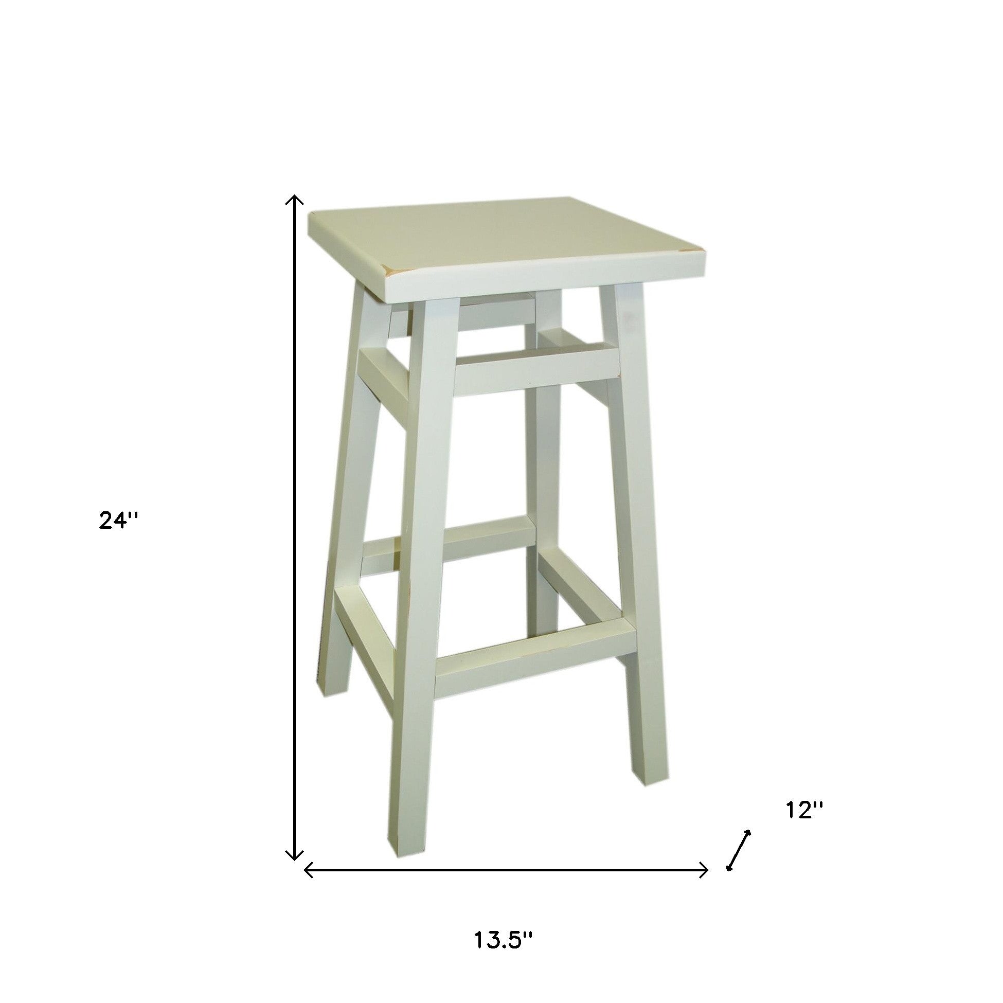 24" Antiqued White Solid Wood Backless Counter Height Bar Chair-4