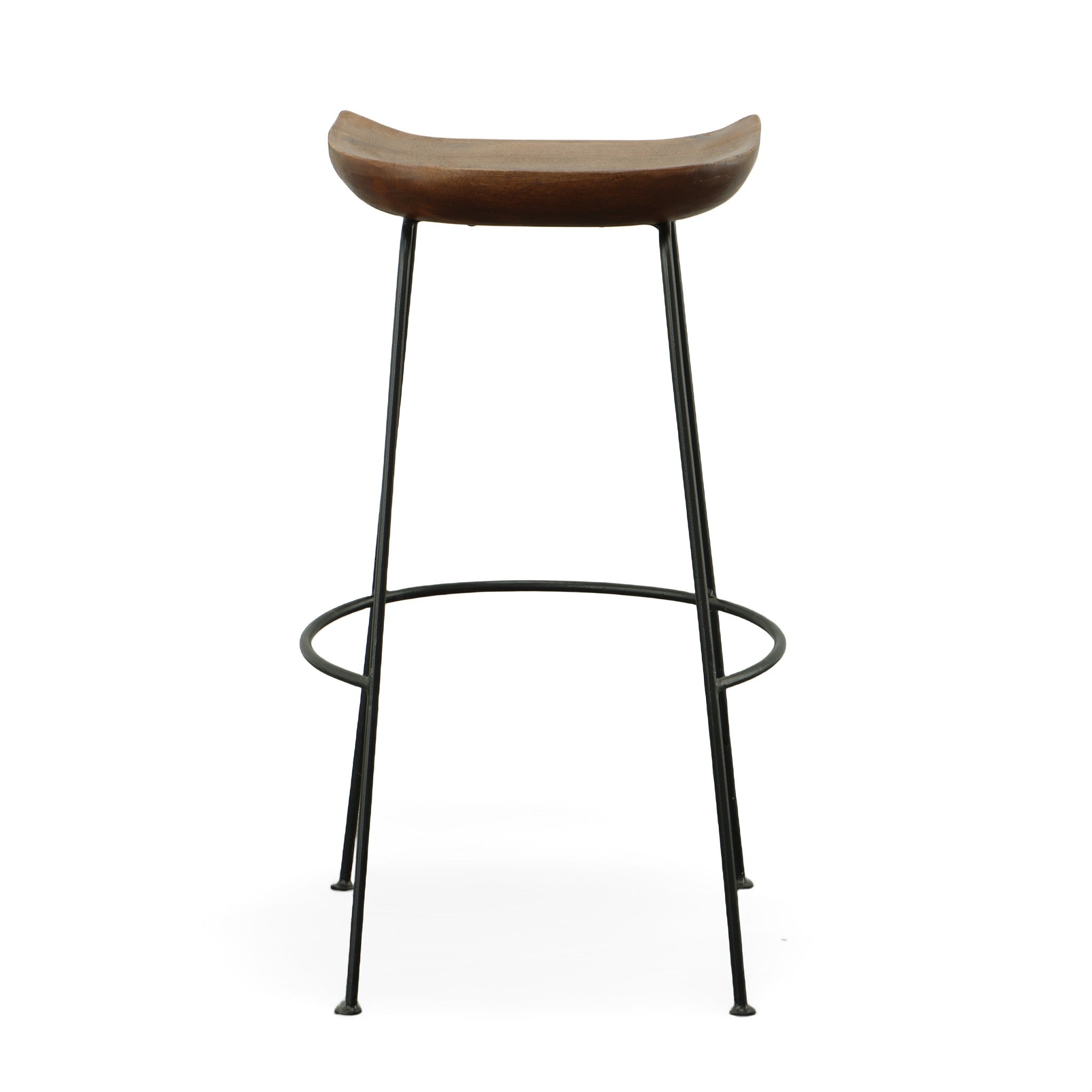 Set of Two 31" Chestnut and Black Solid Wood and Steel Backless Bar Height Bar Chairs-3