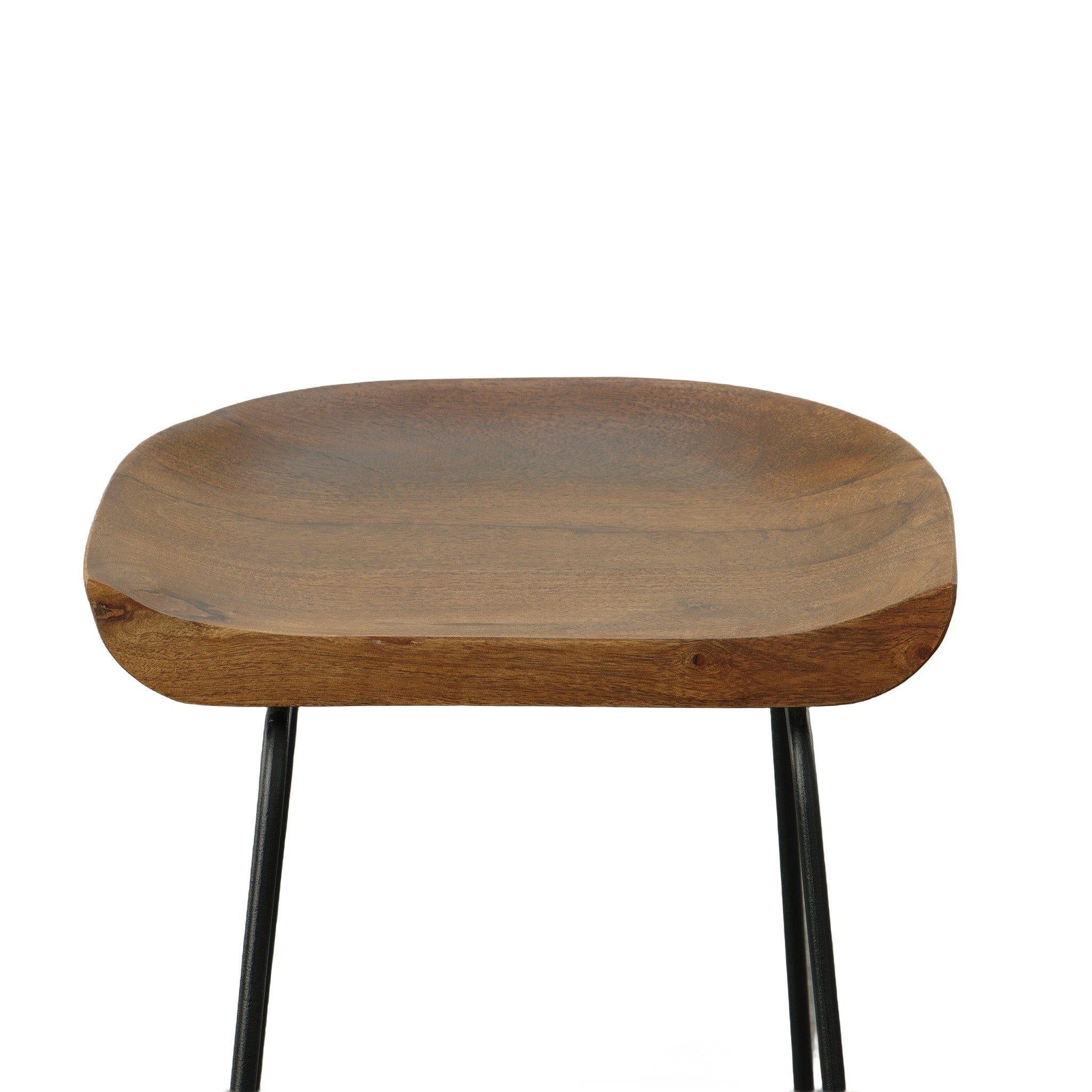 Set of Two 31" Chestnut and Black Solid Wood and Steel Backless Bar Height Bar Chairs-5