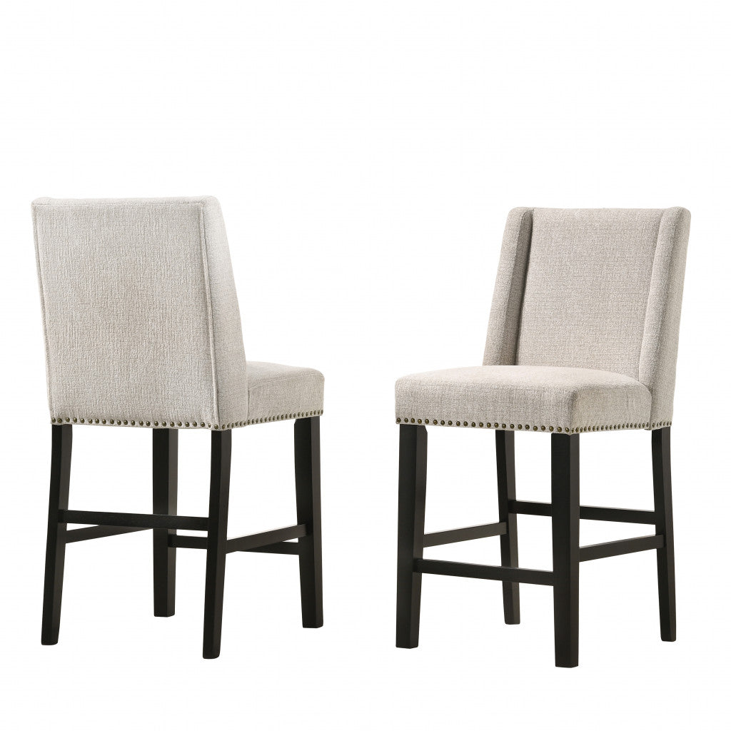 Set of Two 42" Fawn and Espresso Iron Bar Chairs-3