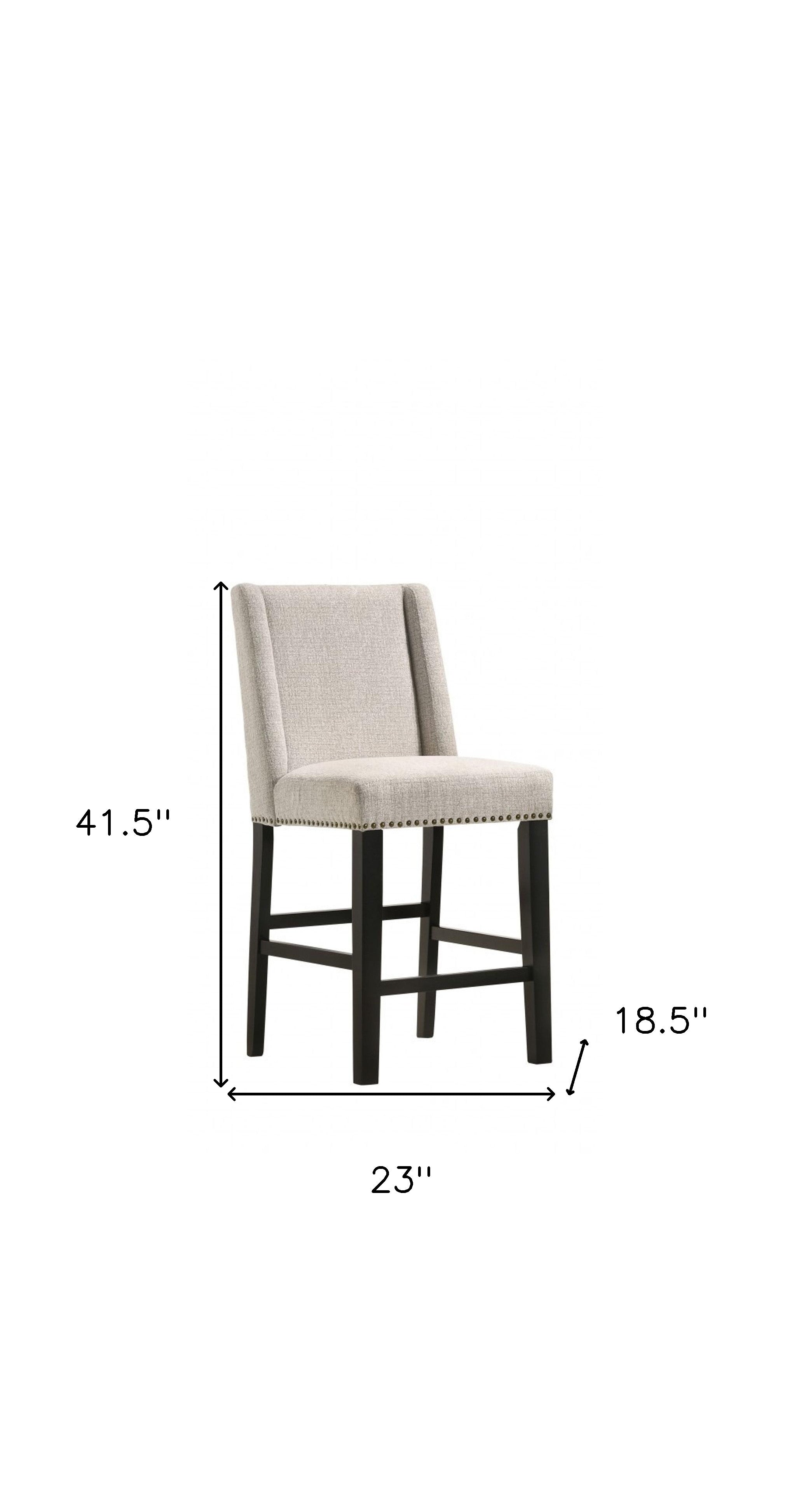 Set of Two 42" Fawn and Espresso Iron Bar Chairs-5