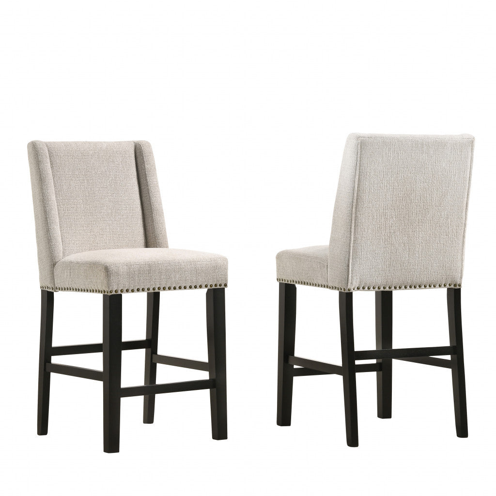 Set of Two 42" Fawn and Espresso Iron Bar Chairs-4