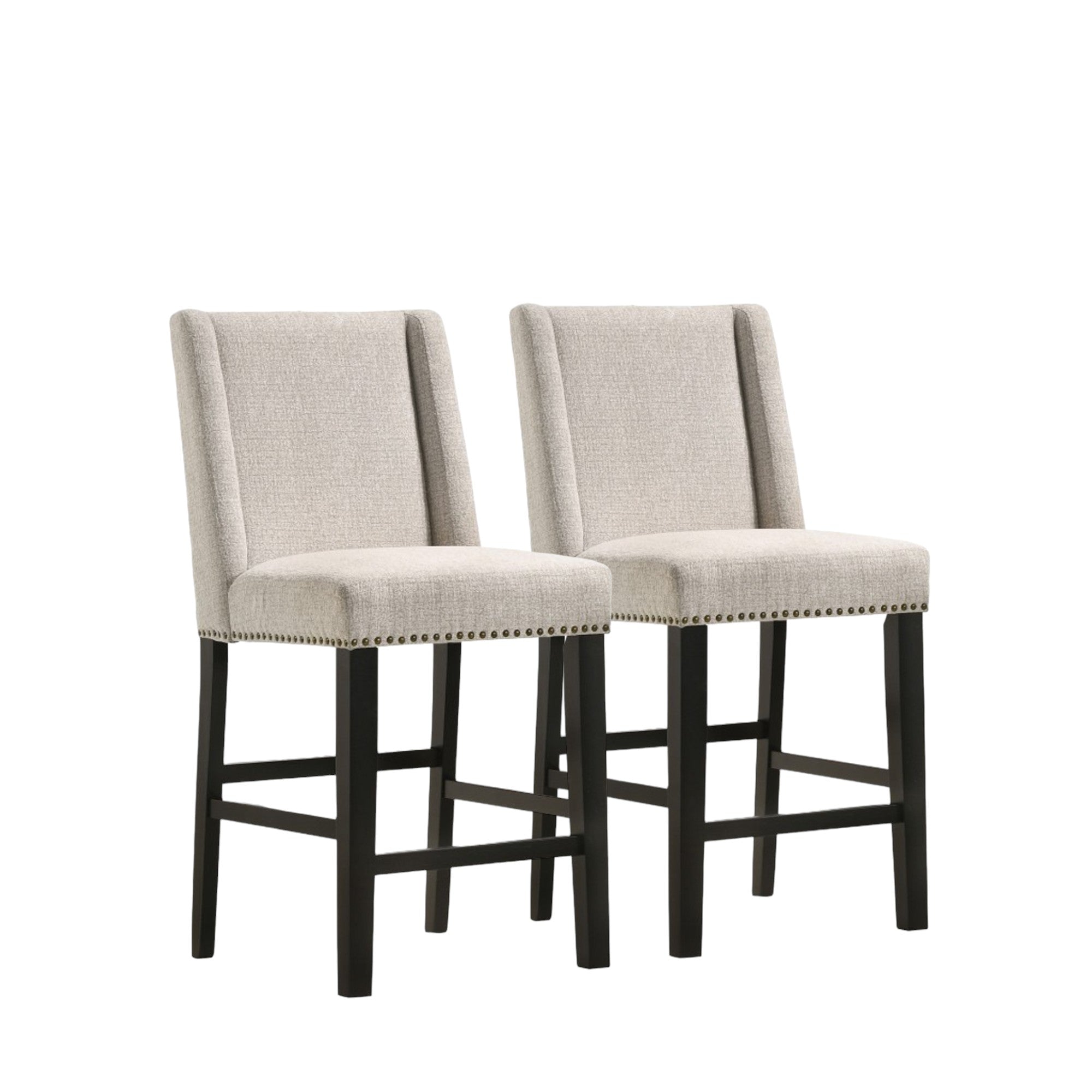 Set of Two 42" Fawn and Espresso Iron Bar Chairs-2