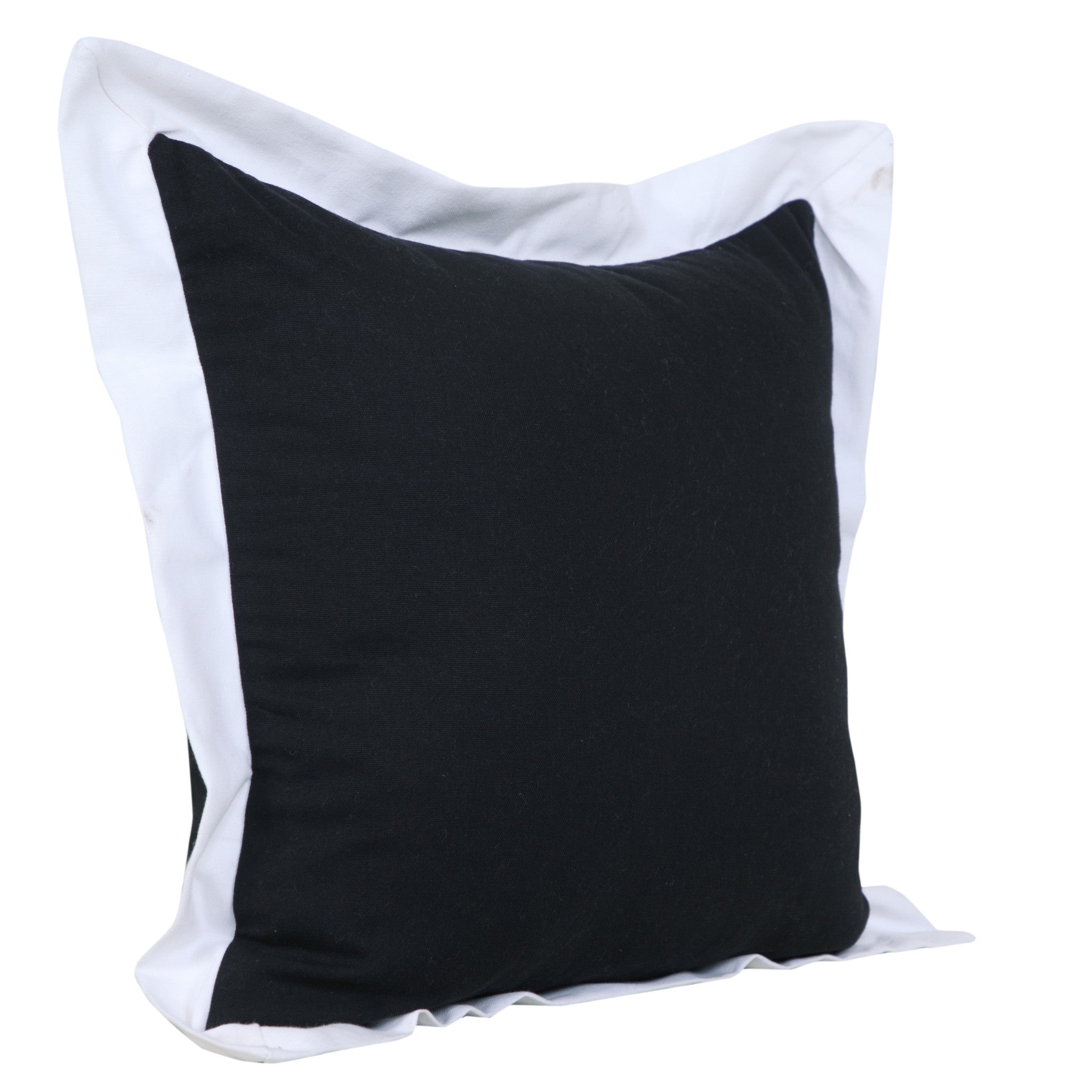 20" Black And White Cotton Geometric Throw Pillow-2