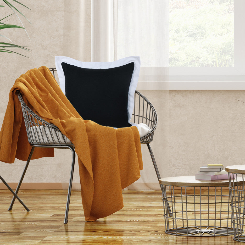 20" Black And White Cotton Geometric Throw Pillow-7