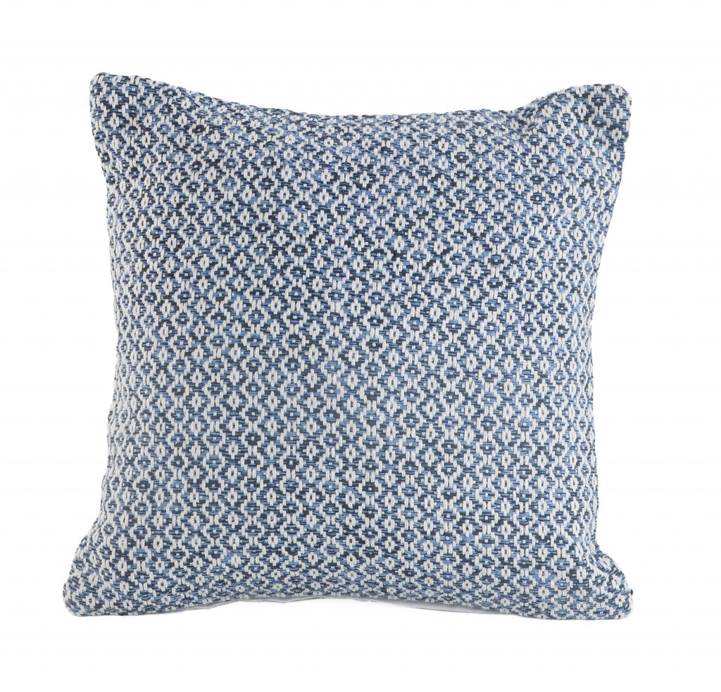 18" X 18" Navy And White 100% Cotton Geometric Zippered Pillow-0