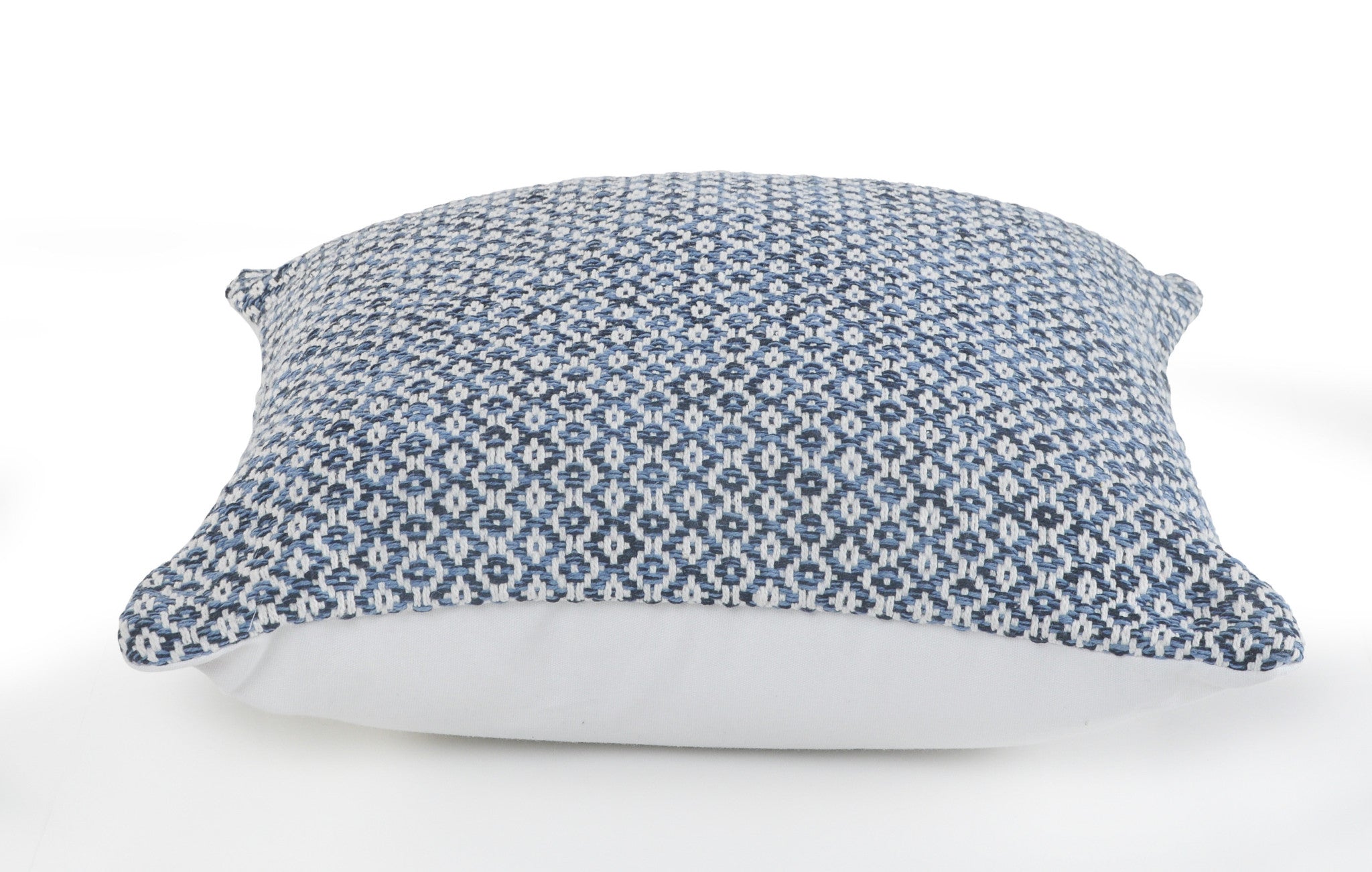 18" X 18" Navy And White 100% Cotton Geometric Zippered Pillow-1