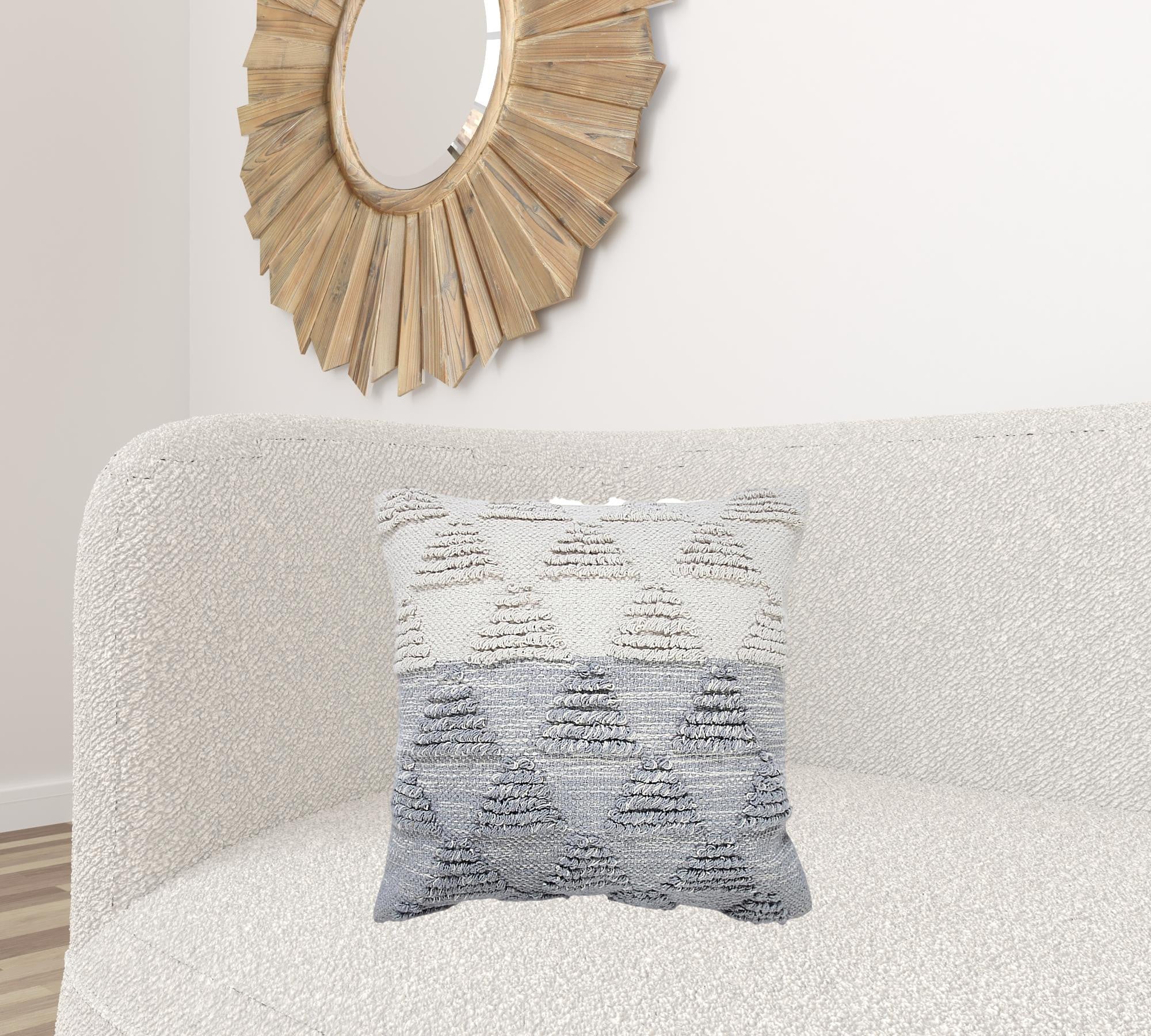 20" X 20" Heathered Gray And Off-White 100% Cotton Geometric Zippered Pillow-5