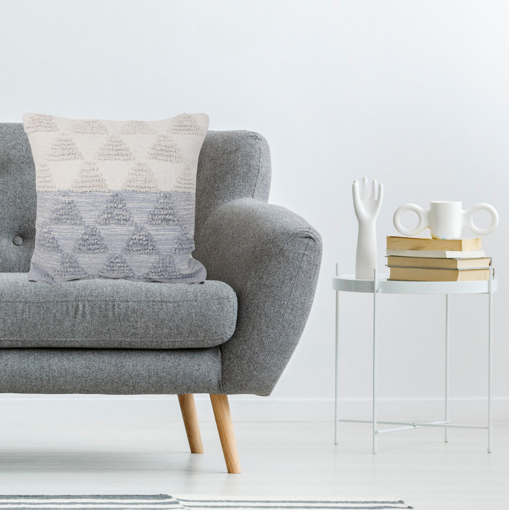 20" X 20" Heathered Gray And Off-White 100% Cotton Geometric Zippered Pillow-8