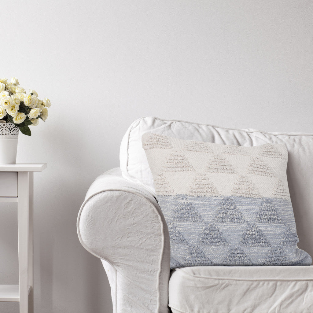 20" X 20" Heathered Gray And Off-White 100% Cotton Geometric Zippered Pillow-7