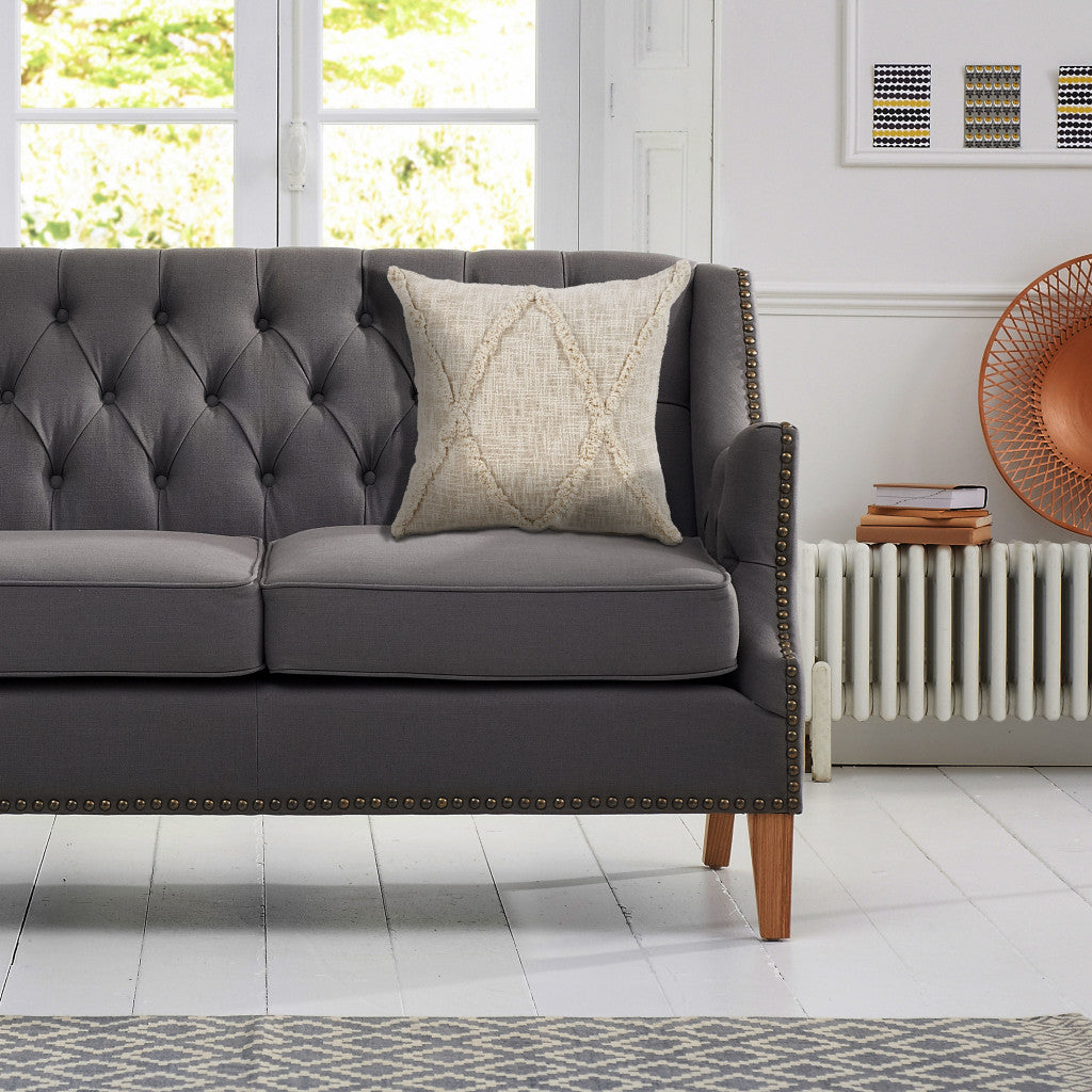 26" X 26" Ivory 100% Cotton Zippered Pillow-7