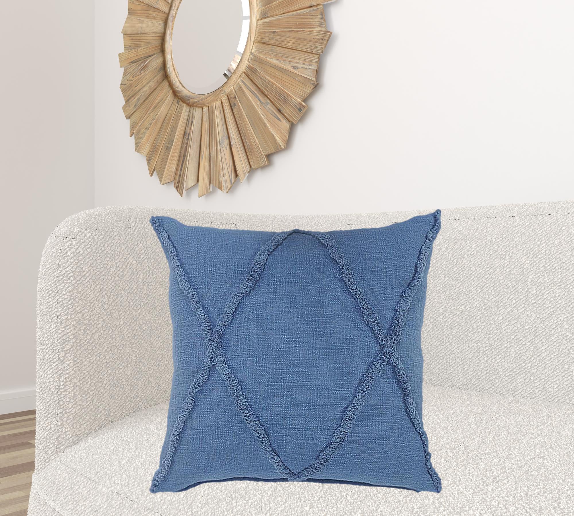 26" X 26" Cobalt Blue 100% Cotton Zippered Pillow-4