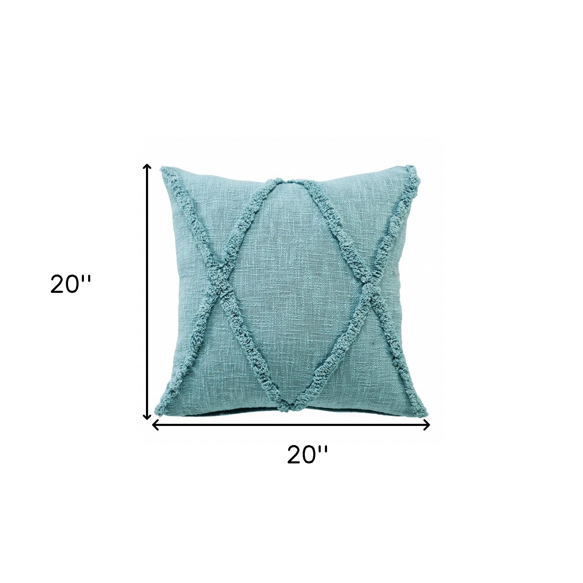 20" X 20" Aqua Sky Blue 100% Cotton Geometric Zippered Pillow-8