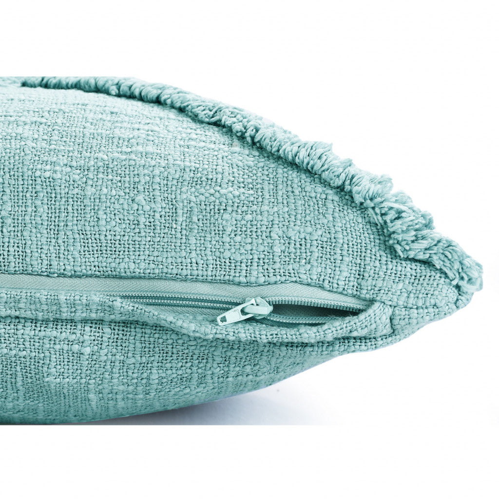 20" X 20" Aqua Sky Blue 100% Cotton Geometric Zippered Pillow-1
