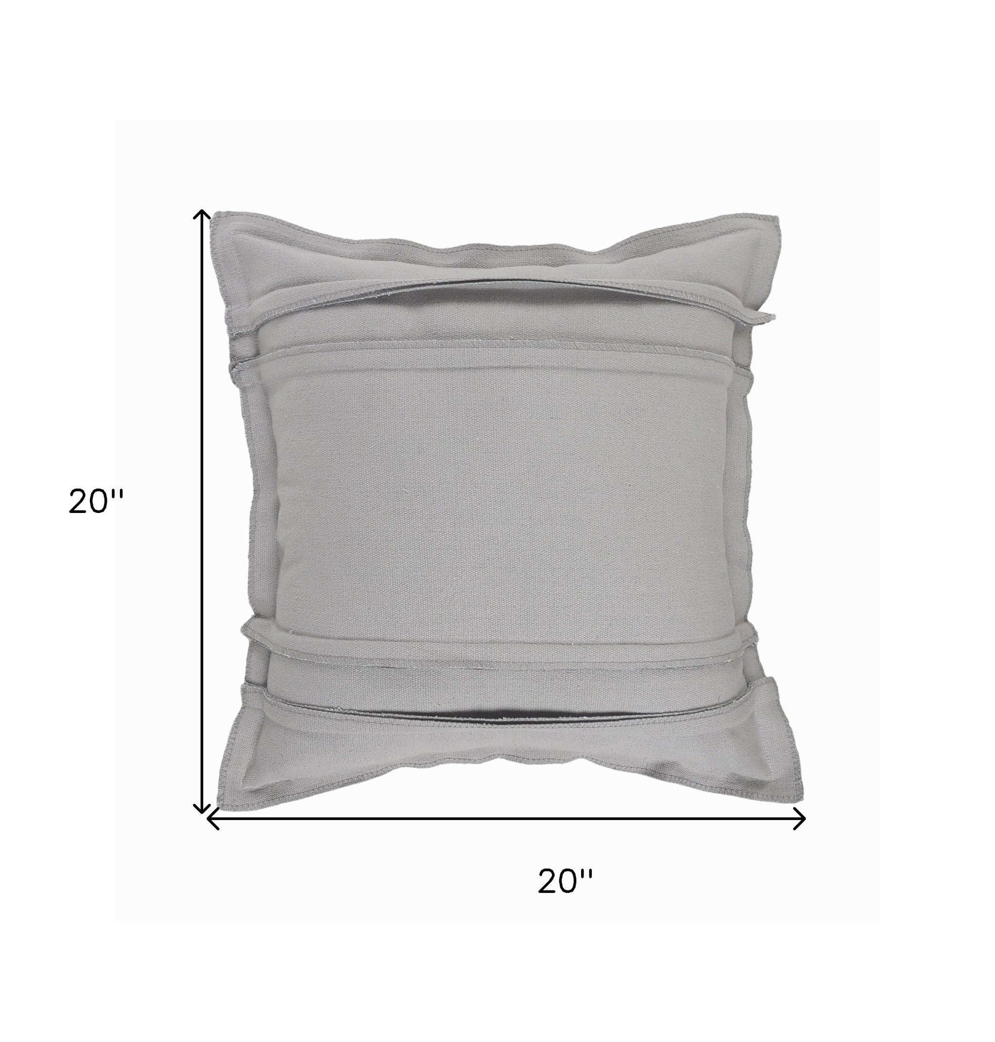 20" X 20" Light Gray Cotton Zippered Pillow-4