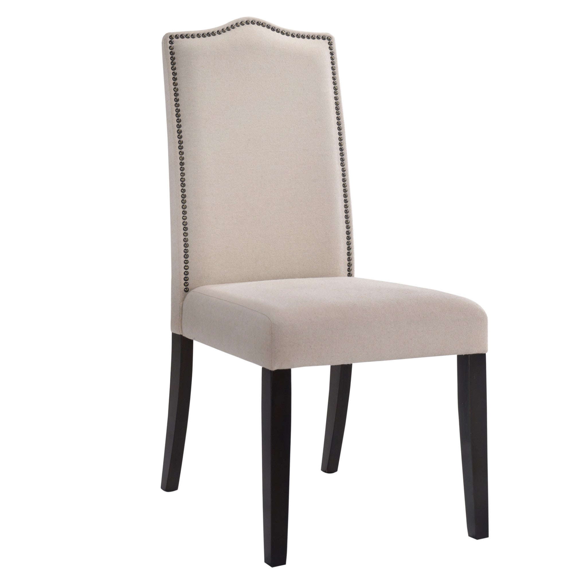 Cream And Espresso Upholstered Linen Dining Parsons Chair-1