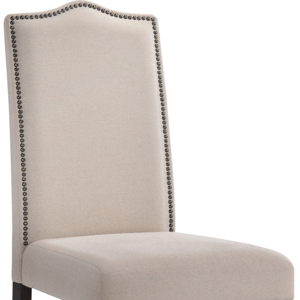 Cream And Espresso Upholstered Linen Dining Parsons Chair-3