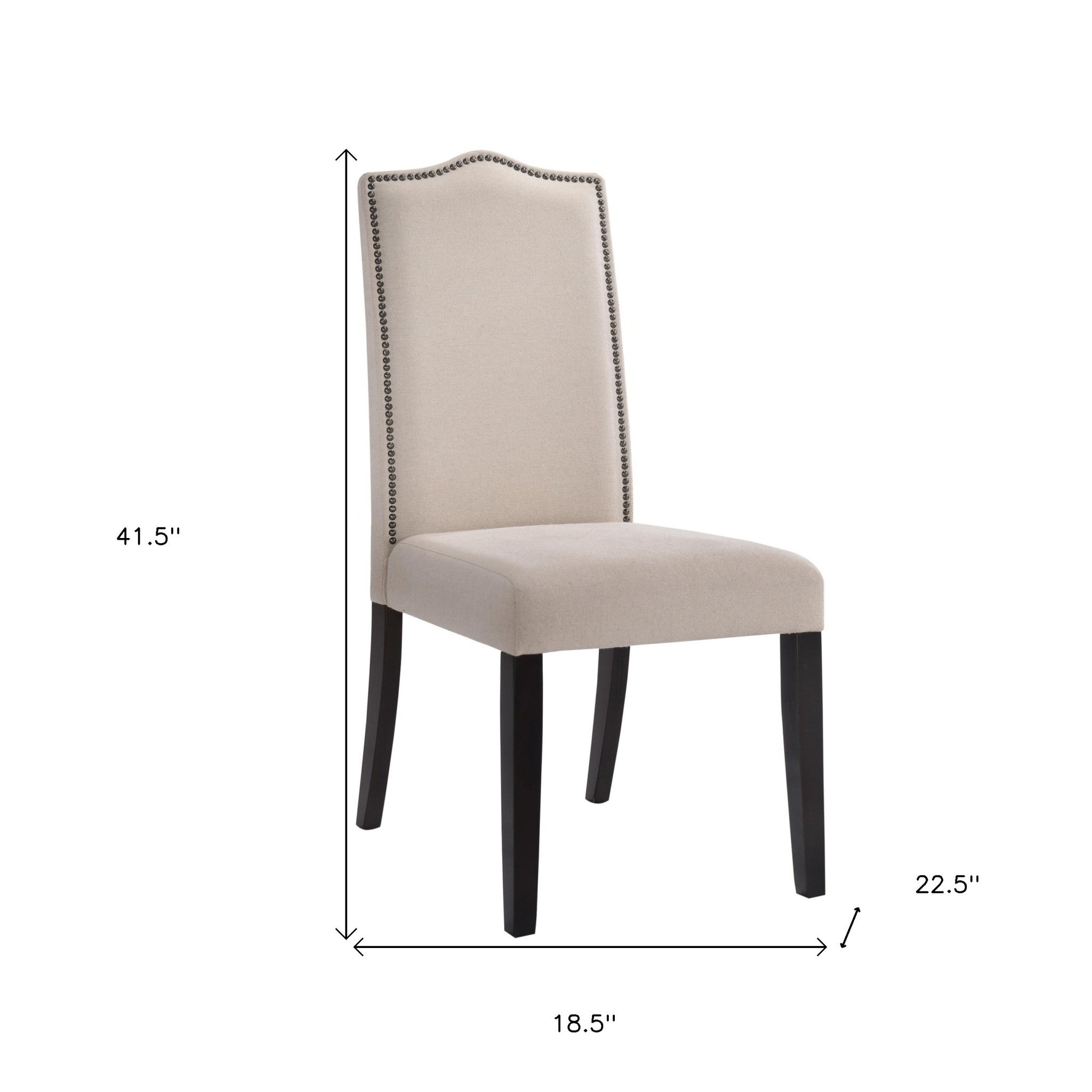 Cream And Espresso Upholstered Linen Dining Parsons Chair-4