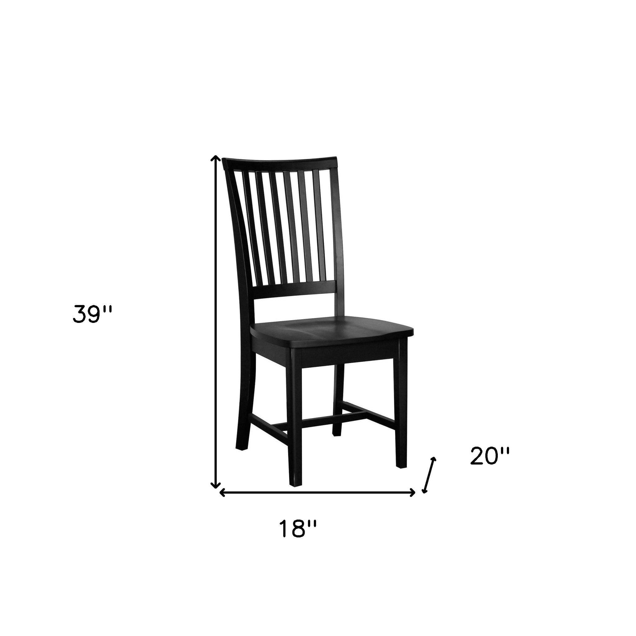 Black Wood Slat Back Dining Side Chair-4