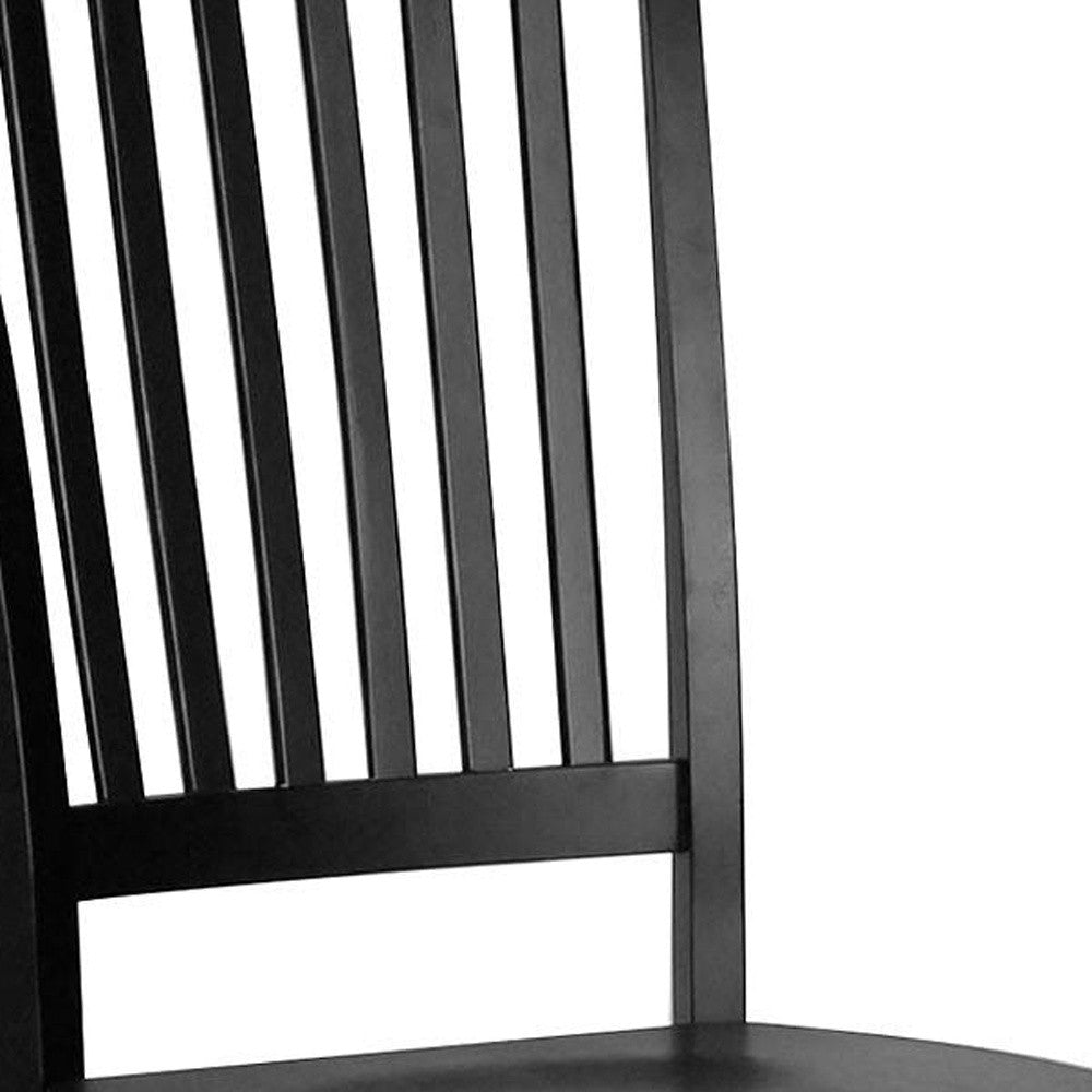 Black Wood Slat Back Dining Side Chair-2