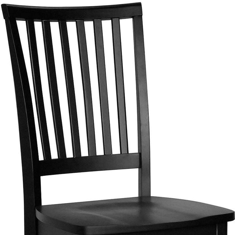 Black Wood Slat Back Dining Side Chair-3