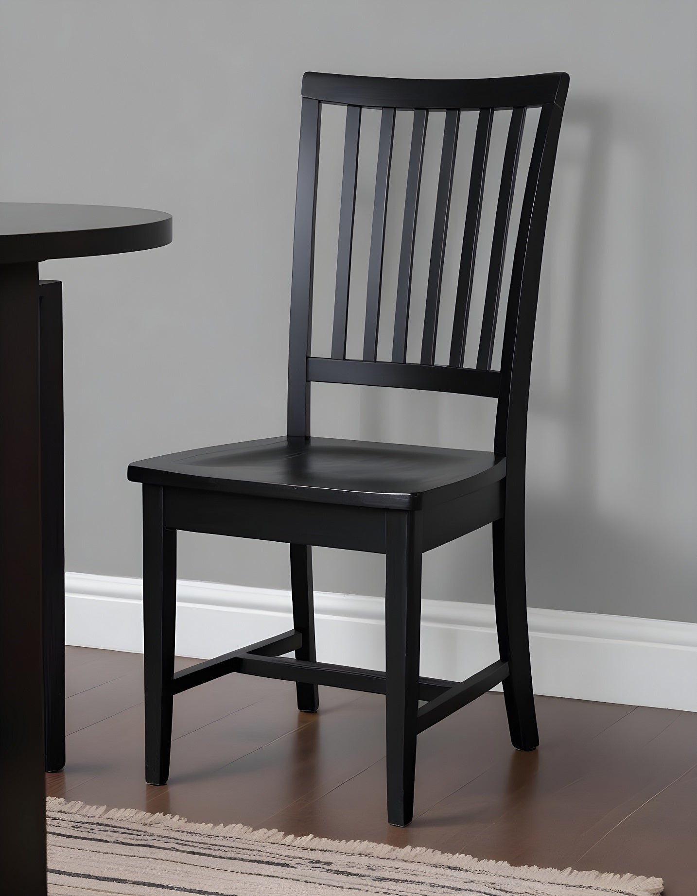 Black Wood Slat Back Dining Side Chair-0