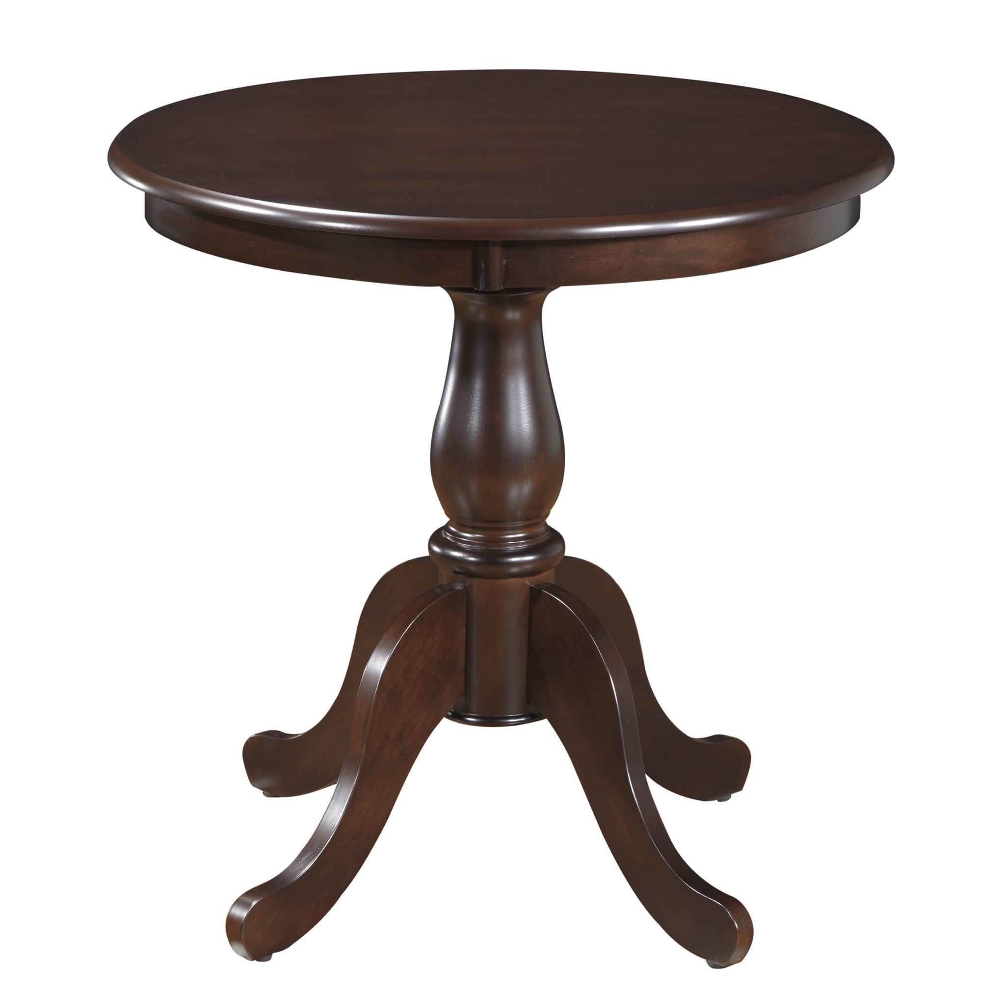 30" Espresso Rounded Solid Manufactured Wood And Solid Wood Pedestal Base Dining Table-1