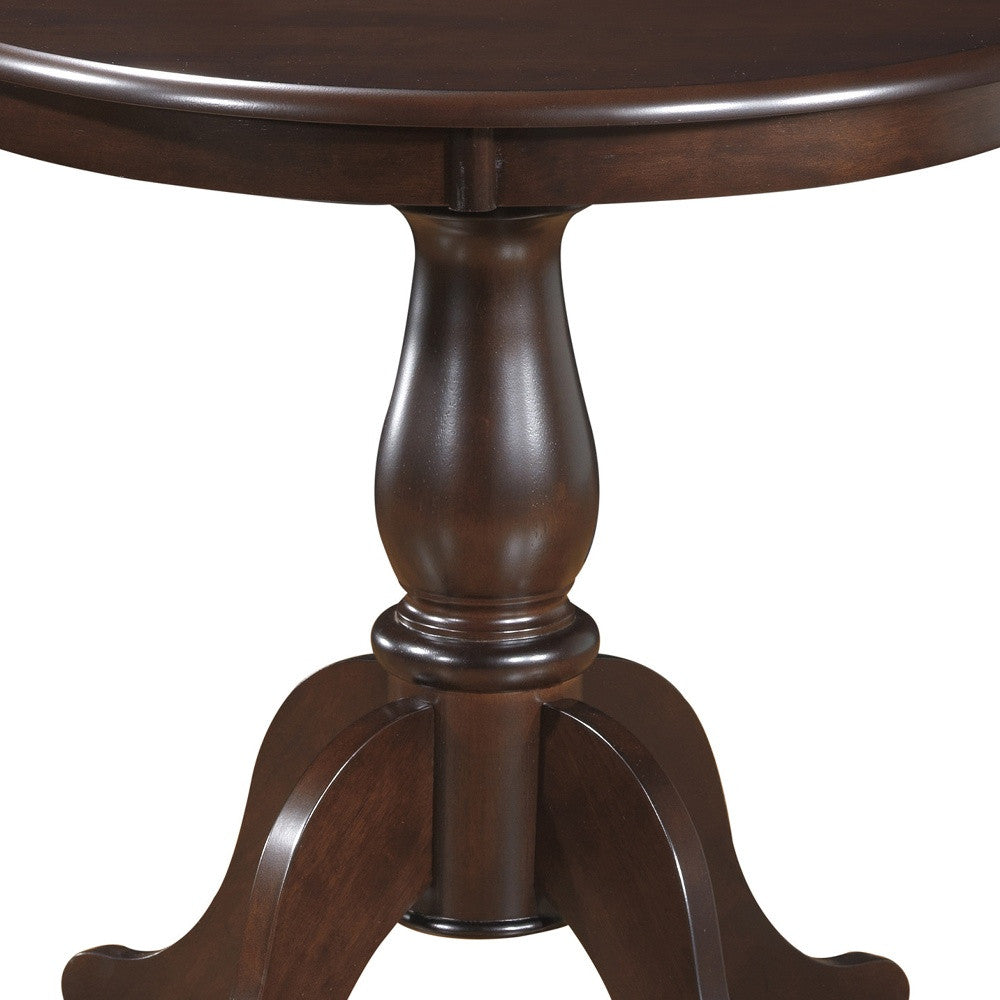 30" Espresso Rounded Solid Manufactured Wood And Solid Wood Pedestal Base Dining Table-3