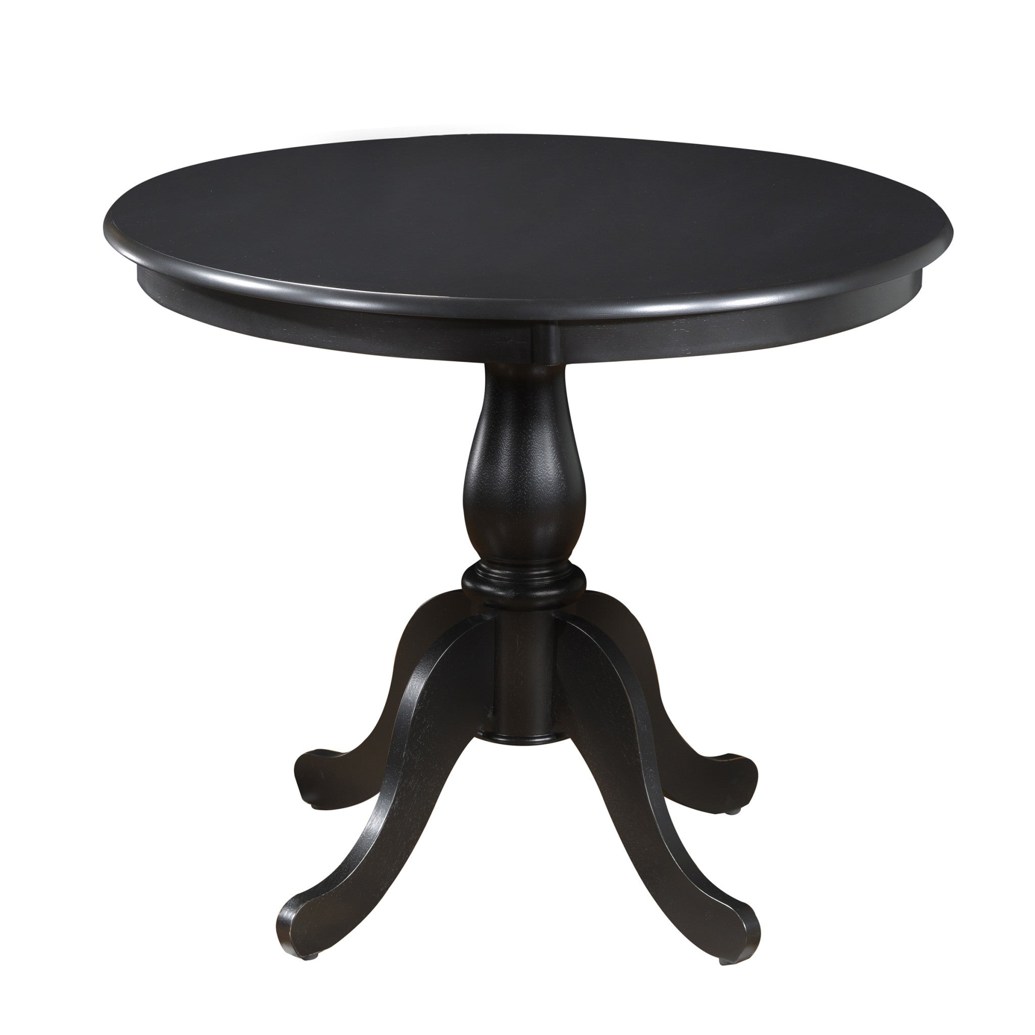 36" Black Rounded Solid Manufactured Wood And Solid Wood Pedestal Base Dining Table-1