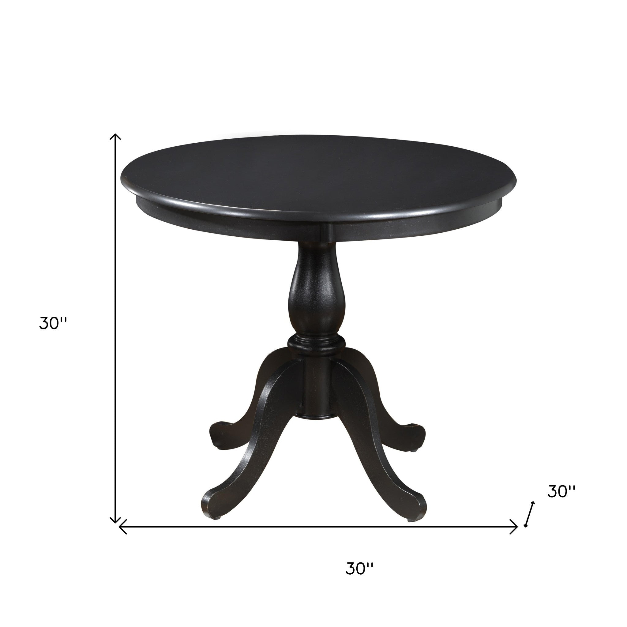 36" Black Rounded Solid Manufactured Wood And Solid Wood Pedestal Base Dining Table-3
