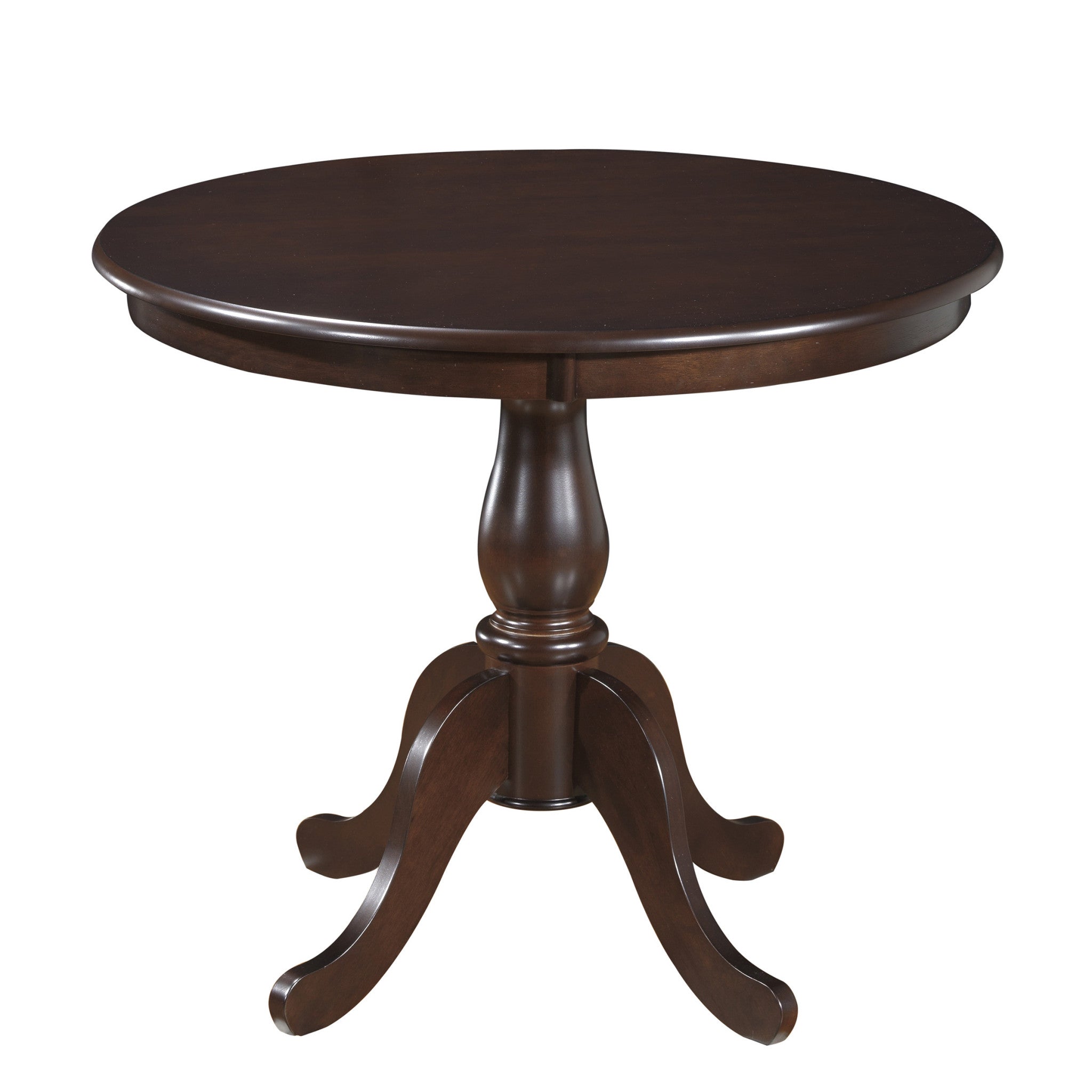36" Espresso Rounded Solid Manufactured Wood And Solid Wood Pedestal Base Dining Table-1