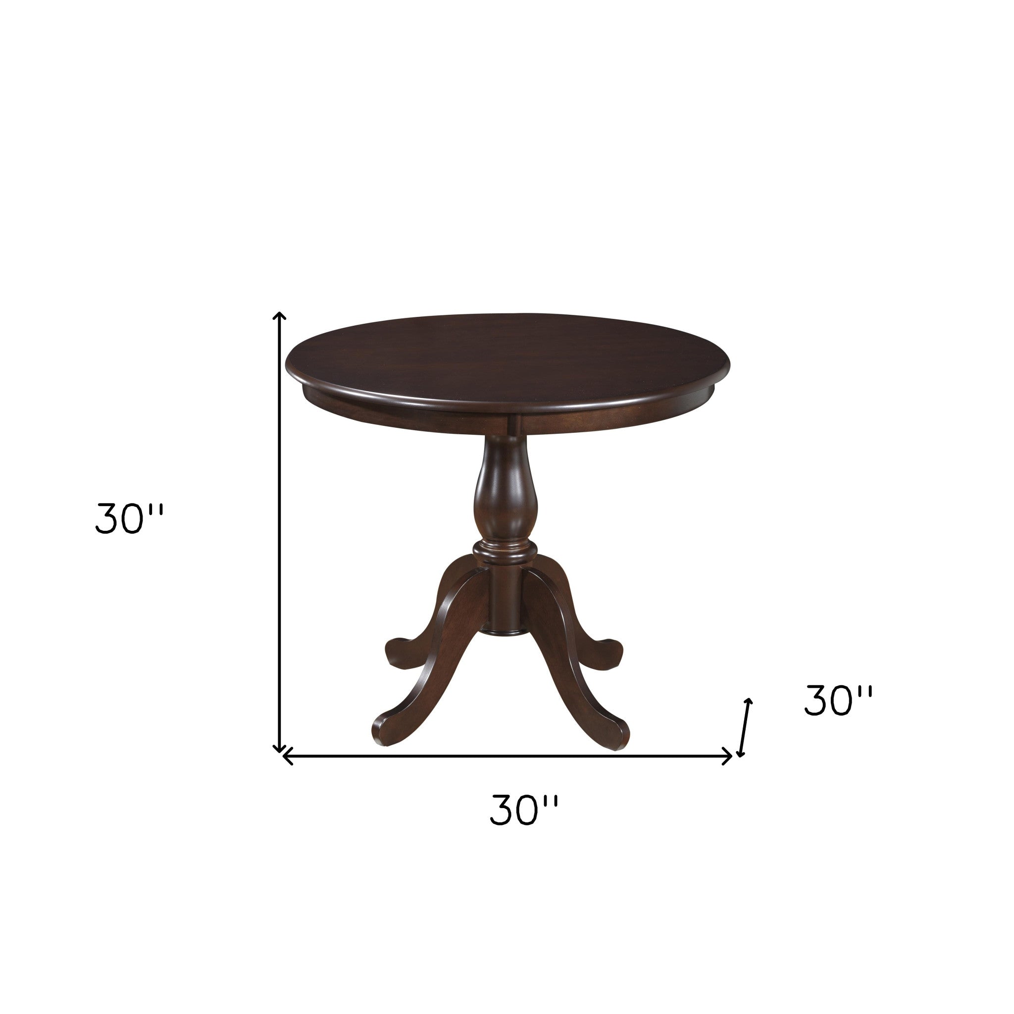 36" Espresso Rounded Solid Manufactured Wood And Solid Wood Pedestal Base Dining Table-3