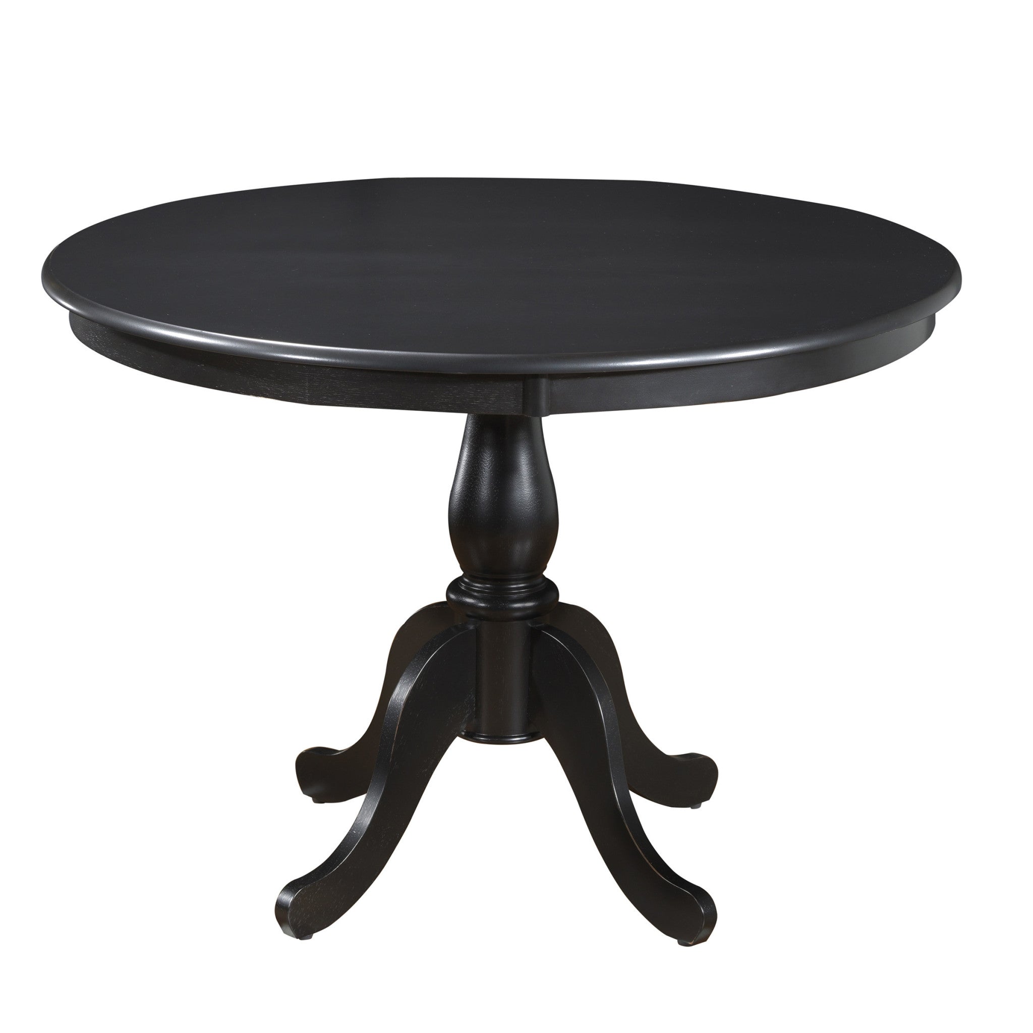 42" Black Rounded Solid Manufactured Wood And Solid Wood Pedestal Base Dining Table-1