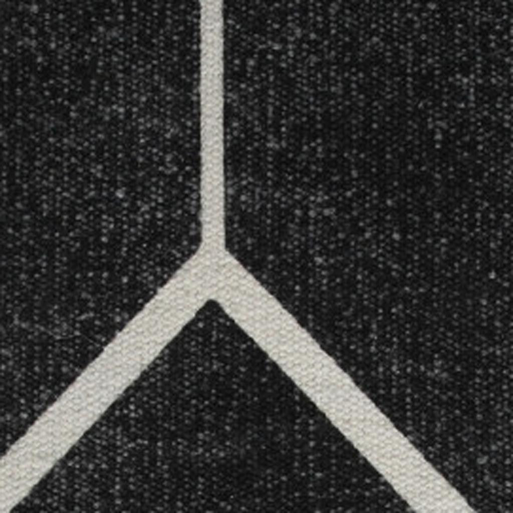 18" Black Cotton Geometric Pouf Ottoman-6